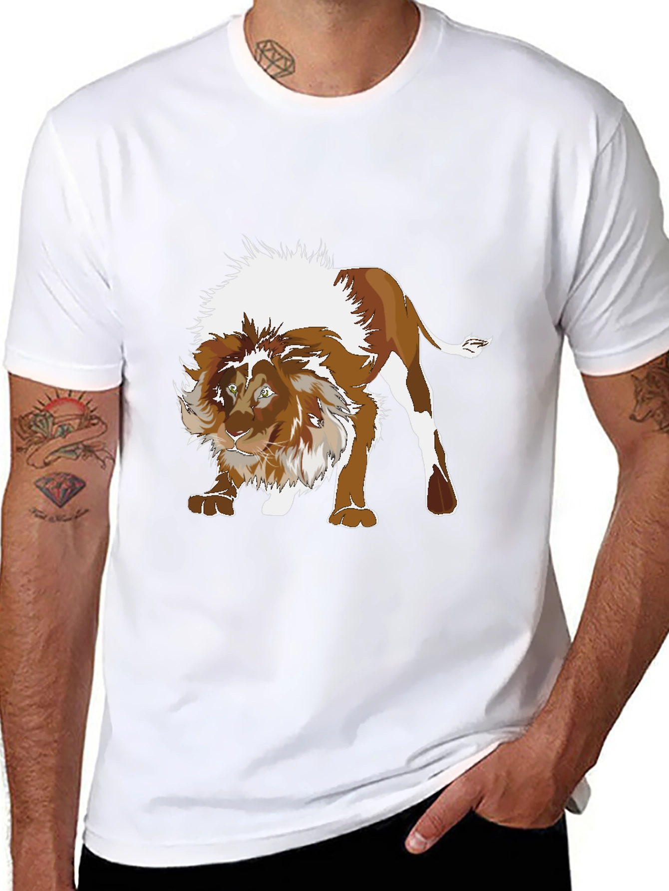 Lion Graphic Tee - Fierce Animal Print T-Shirt
