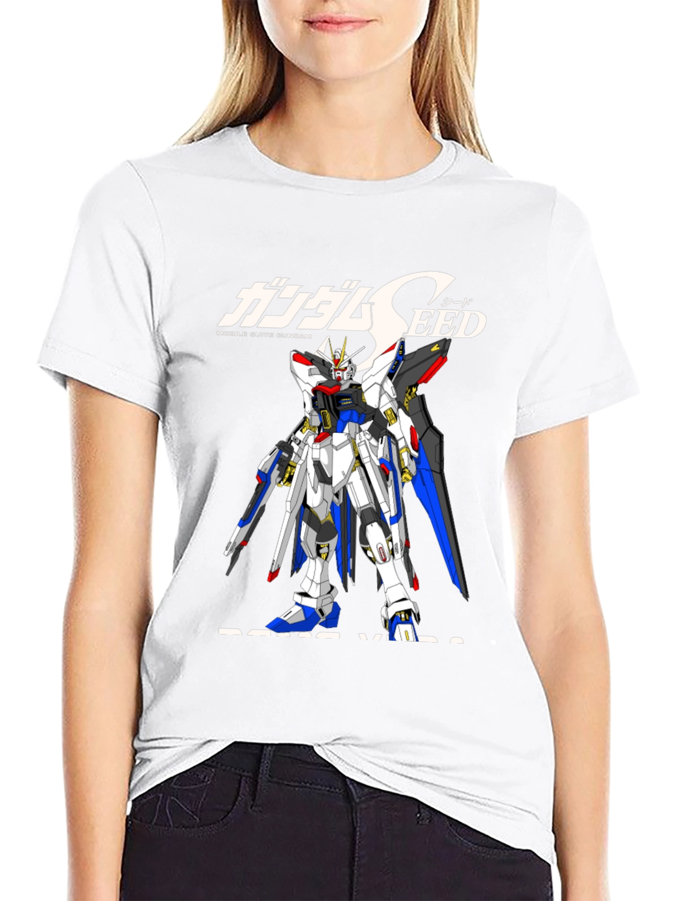 Gundam Seed Black T-Shirt - Anime Robot Design