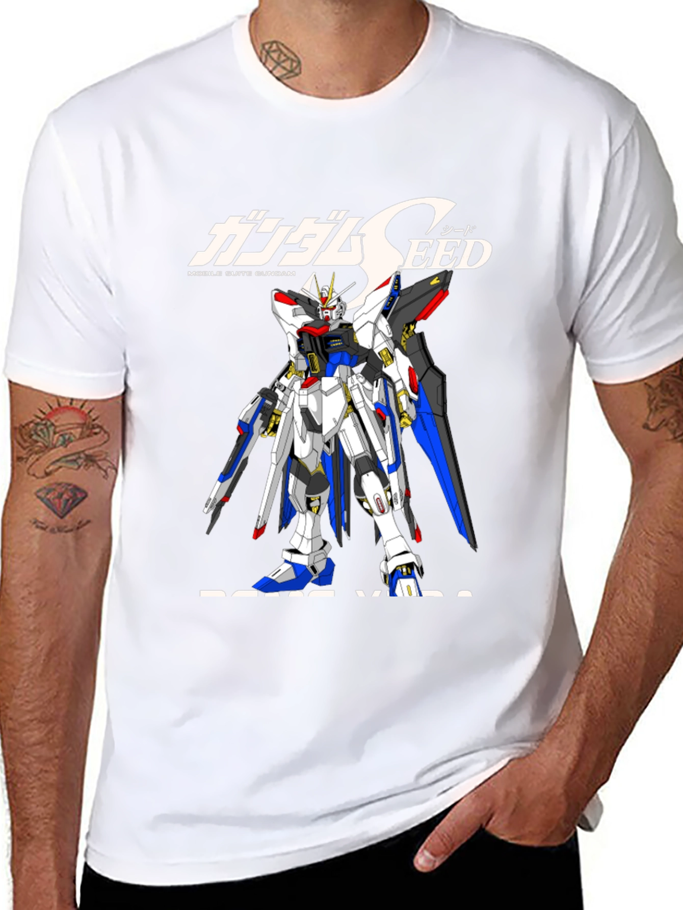 Gundam Seed Black T-Shirt - Anime Robot Design