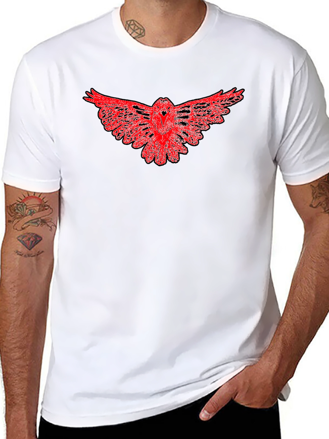 Red Owl Graphic Black T-Shirt - Mens Fashion