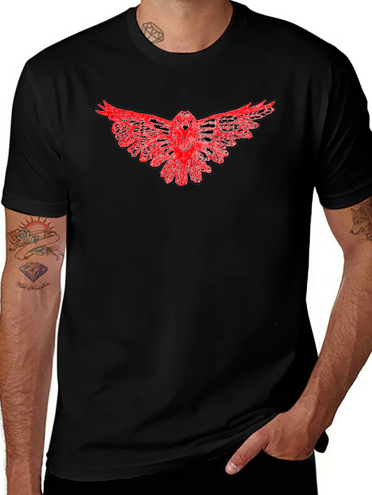 Red Owl Graphic Black T-Shirt - Mens Fashion