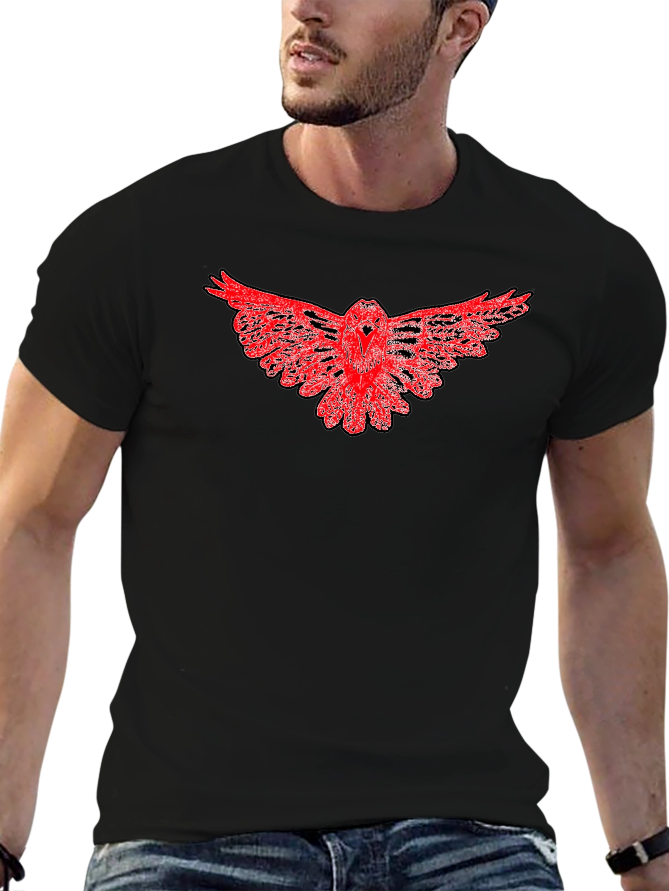 Red Owl Graphic Black T-Shirt - Mens Fashion
