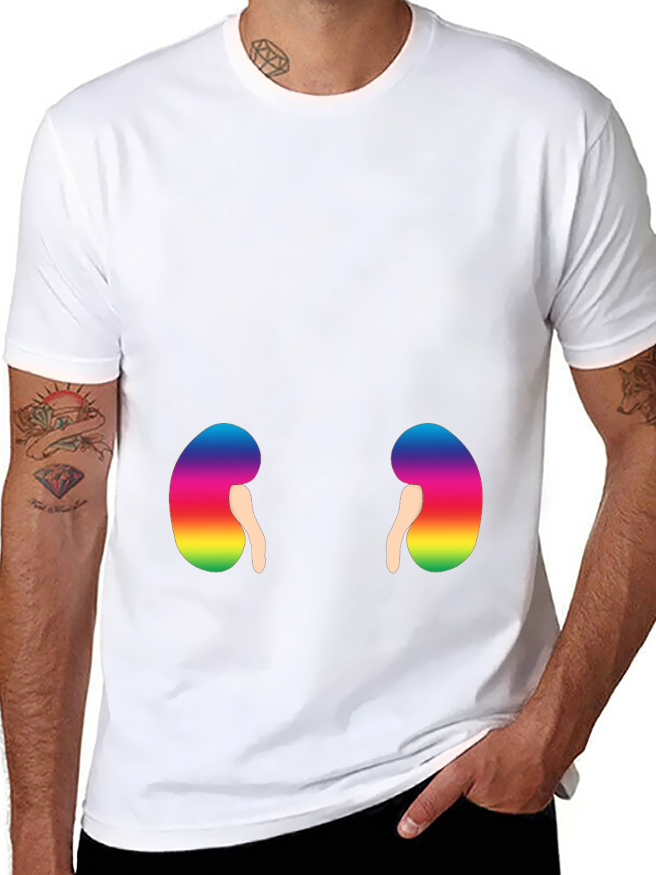 Rainbow Kidney Graphic T-Shirt - Black