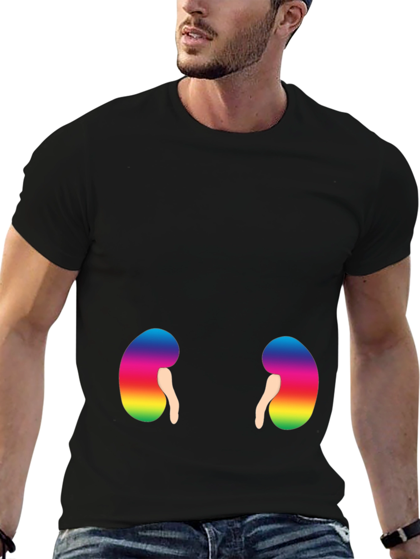 Rainbow Kidney Graphic T-Shirt - Black