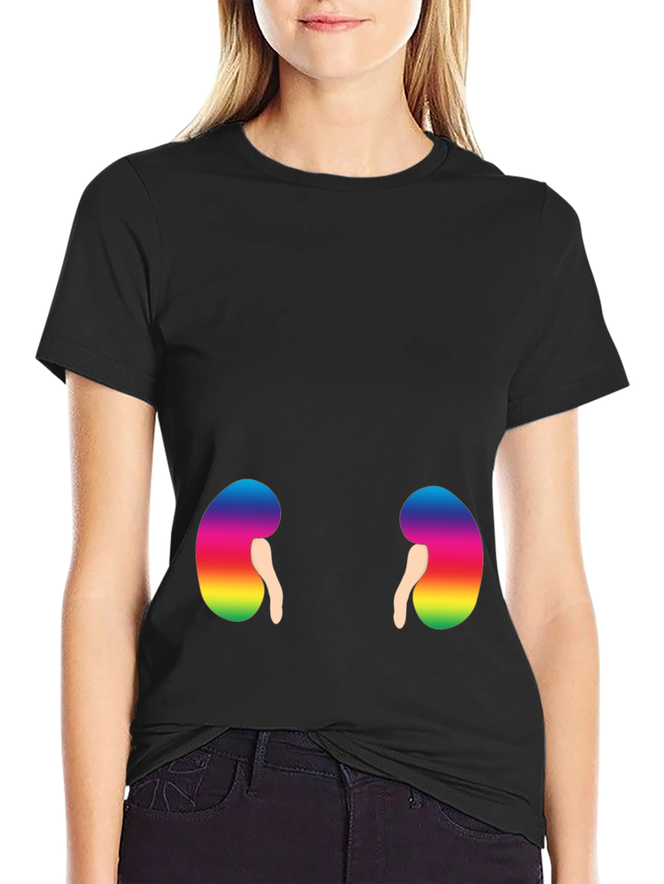 Rainbow Kidney Graphic T-Shirt - Black