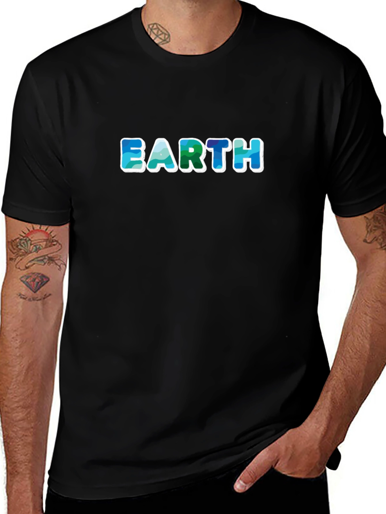 Earth Graphic T-Shirt - Ocean Wave Design