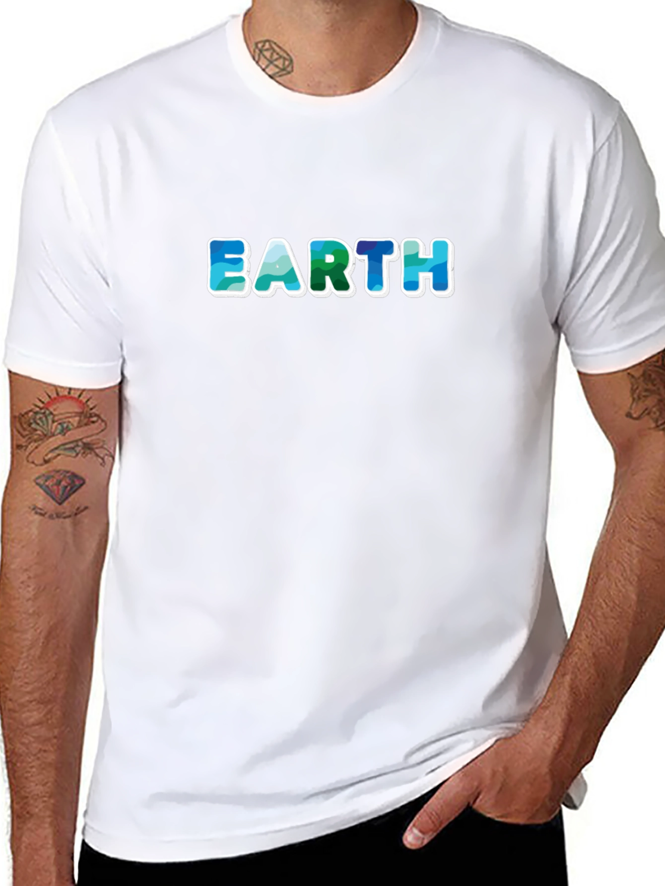 Earth Graphic T-Shirt - Ocean Wave Design