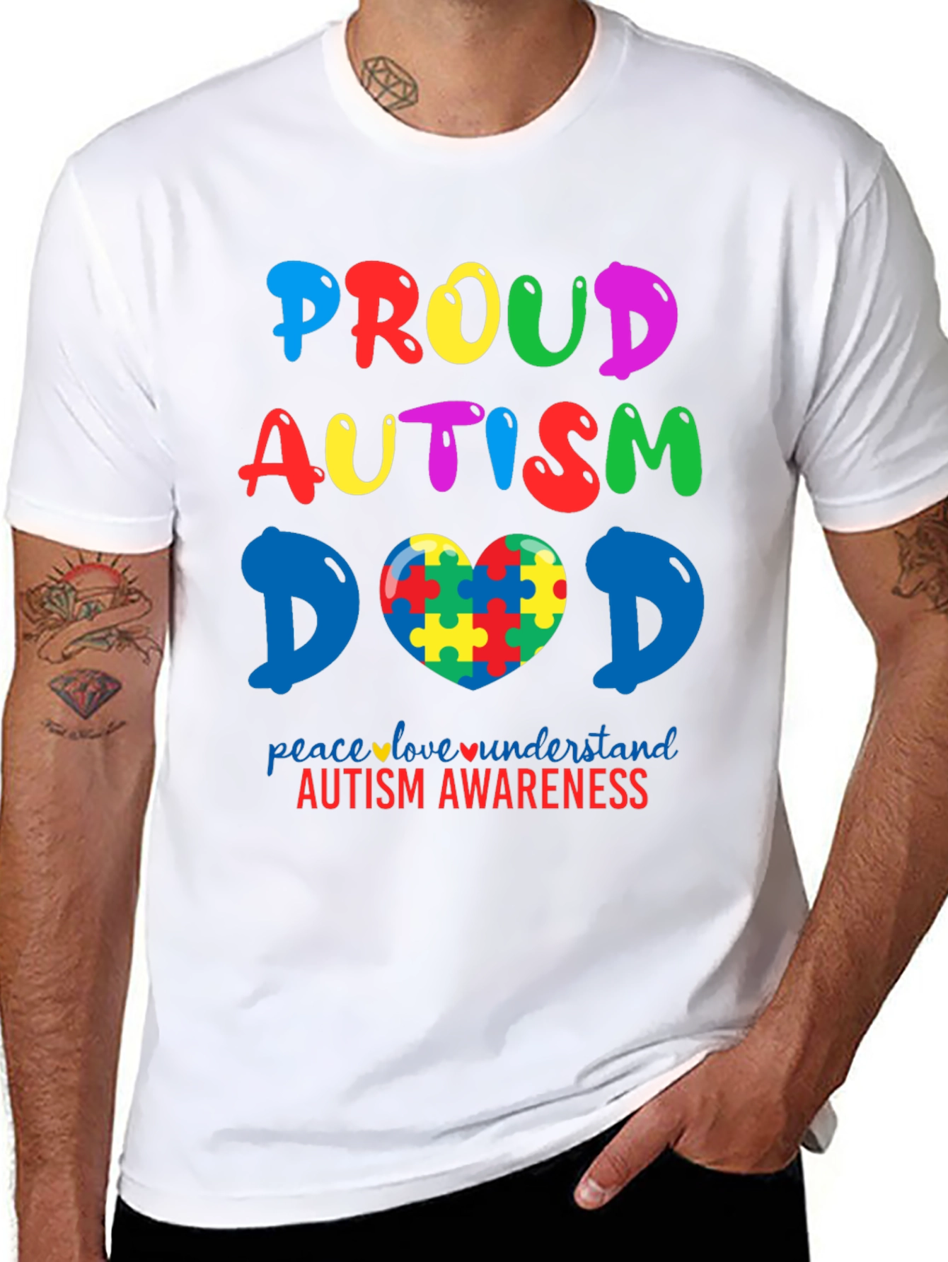 Proud Autism Dad T-Shirt - Awareness Design