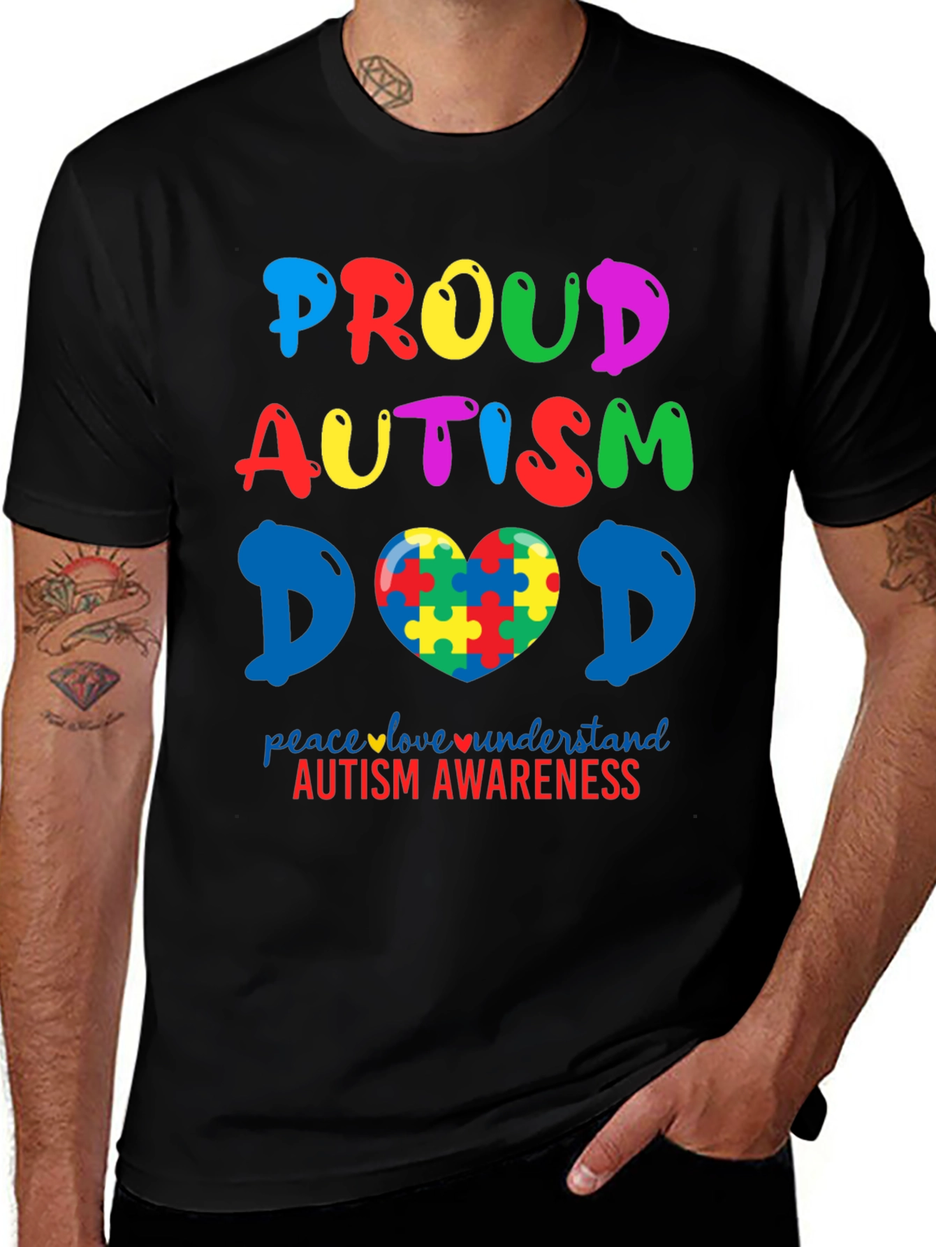 Proud Autism Dad T-Shirt - Awareness Design