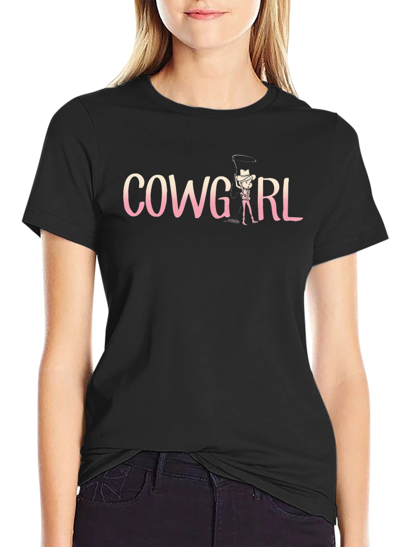 Cowgirl Graphic T-Shirt - Black Cotton Tee