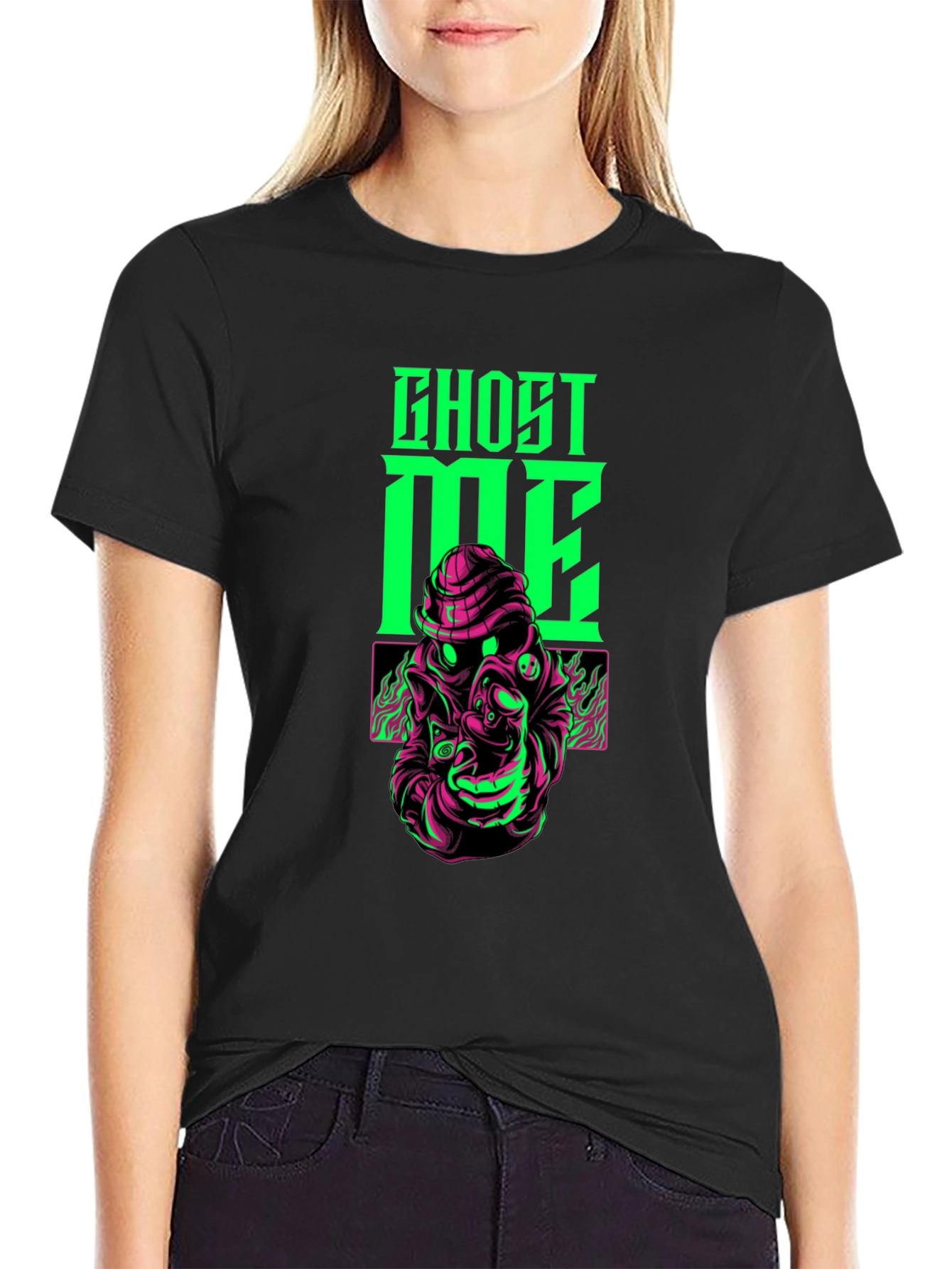 Ghost Me Graphic T-Shirt - Black
