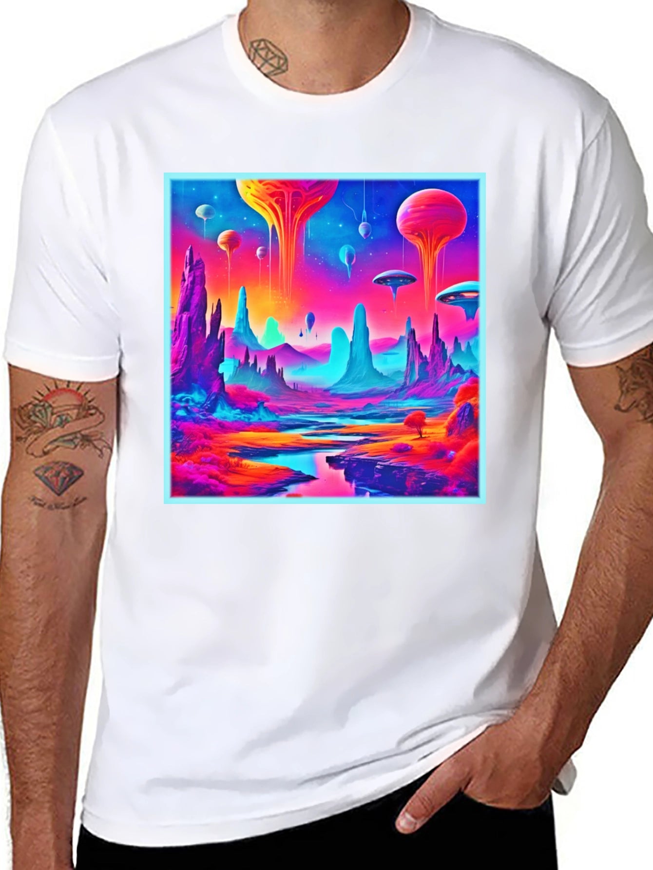 Neon Alien Landscape Graphic Tee