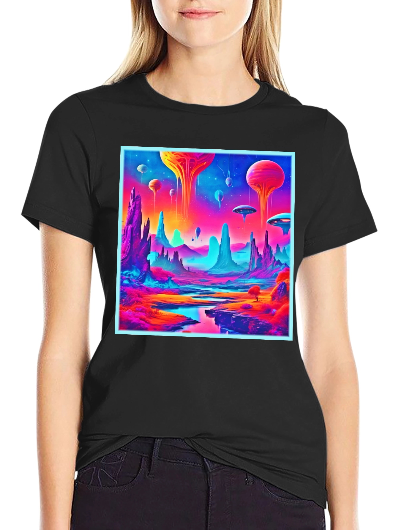 Neon Alien Landscape Graphic Tee