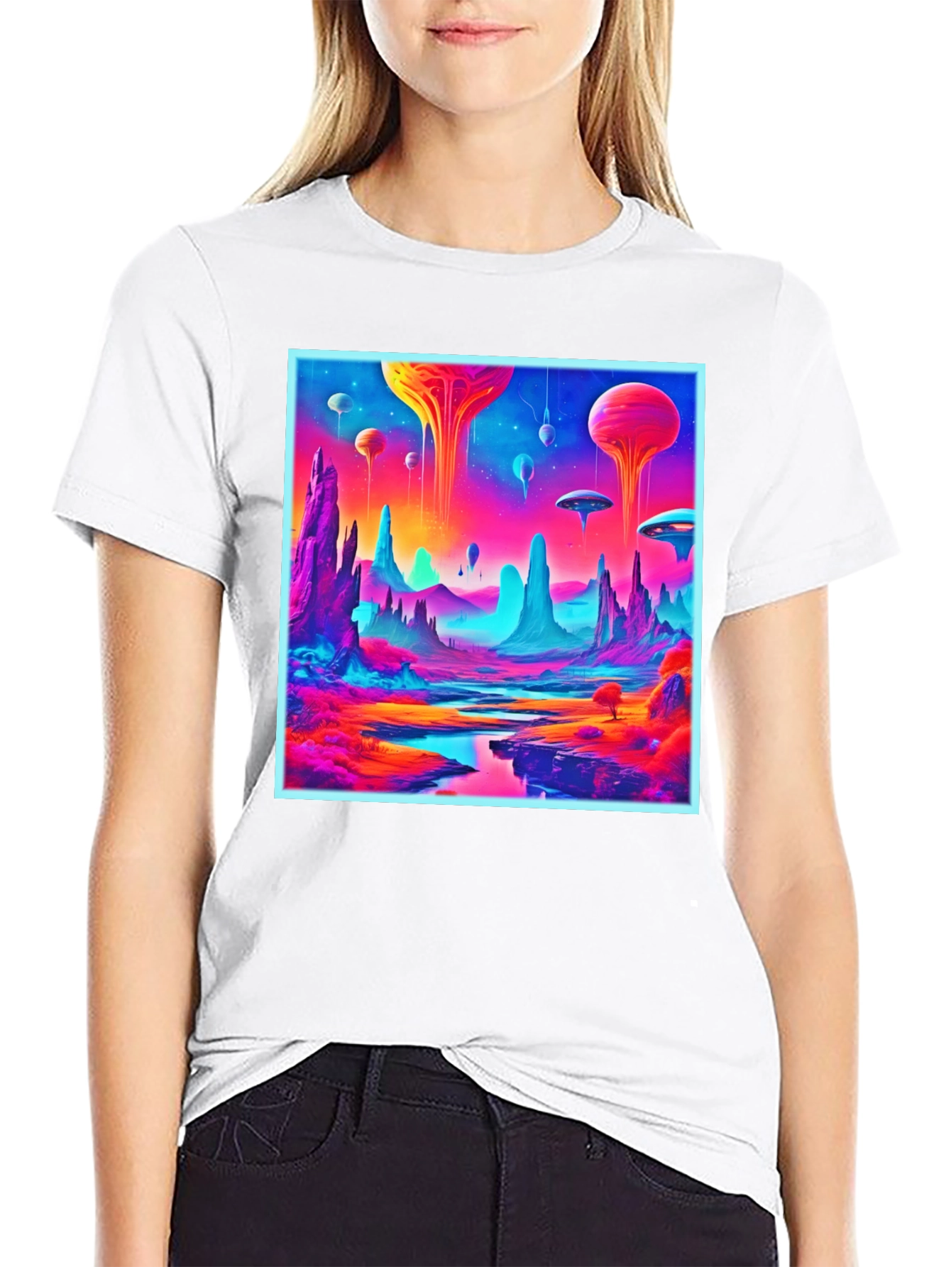 Neon Alien Landscape Graphic Tee