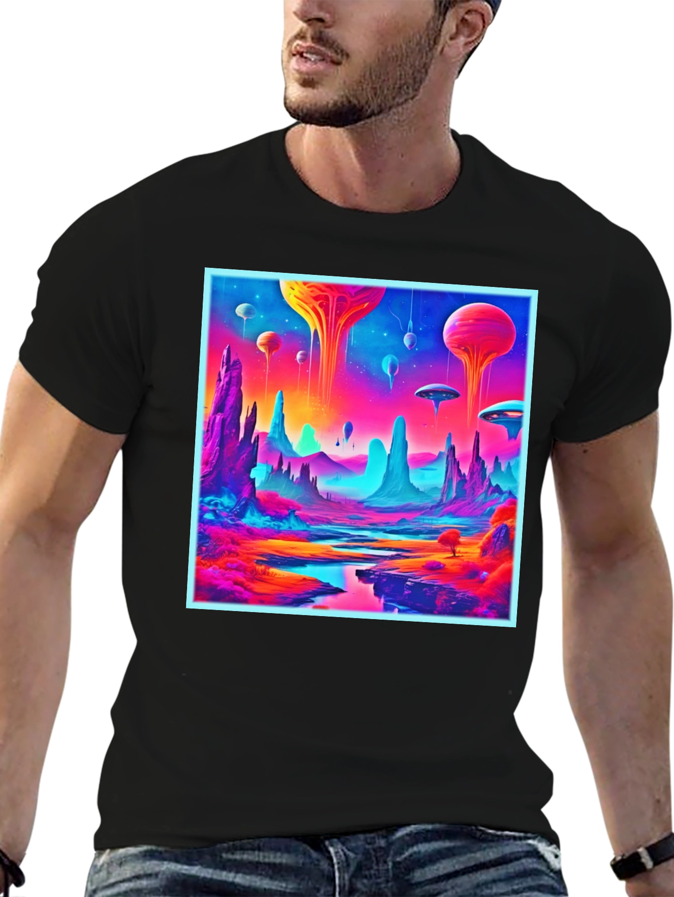 Neon Alien Landscape Graphic Tee