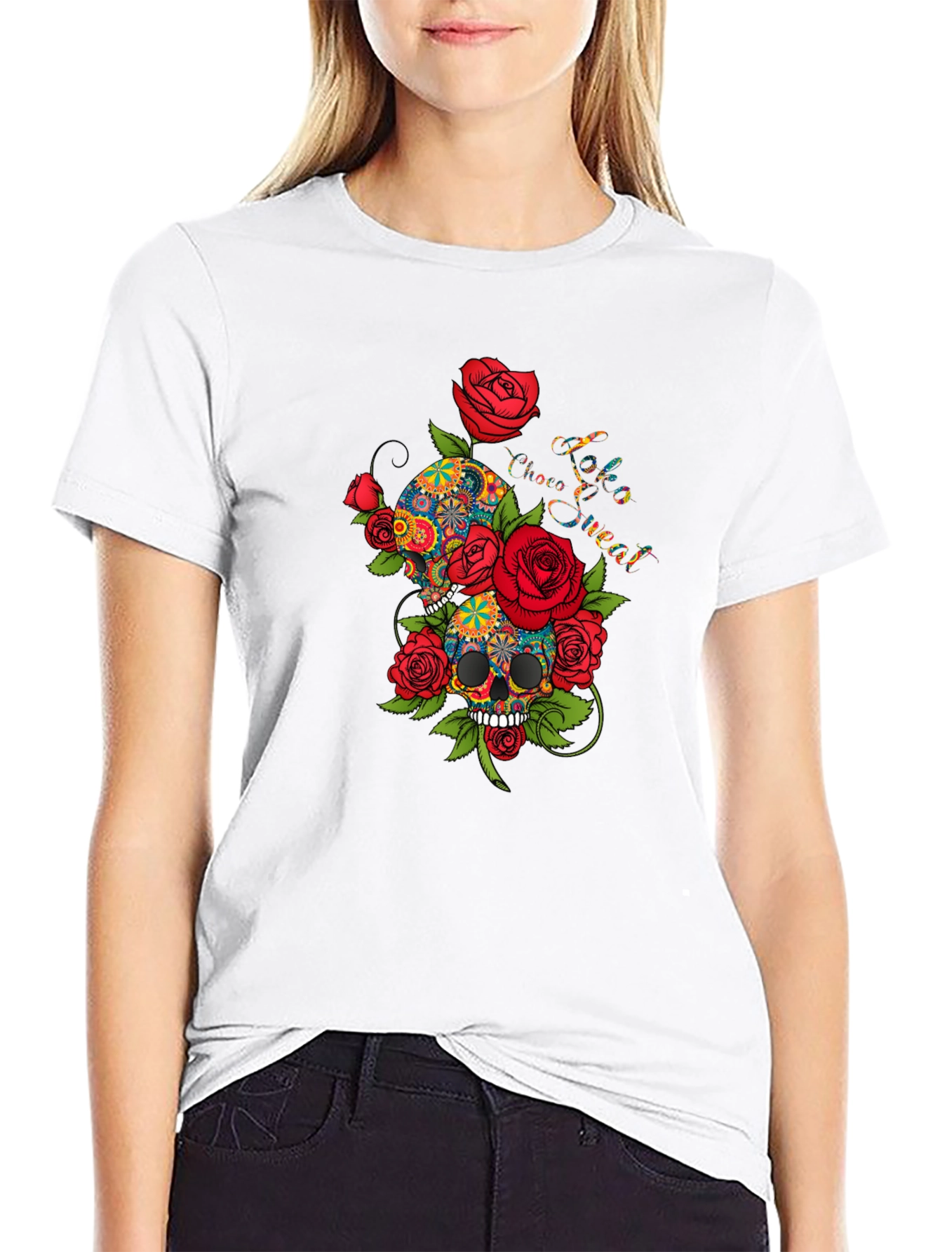 Skull & Roses Graphic Tee - Cool Design