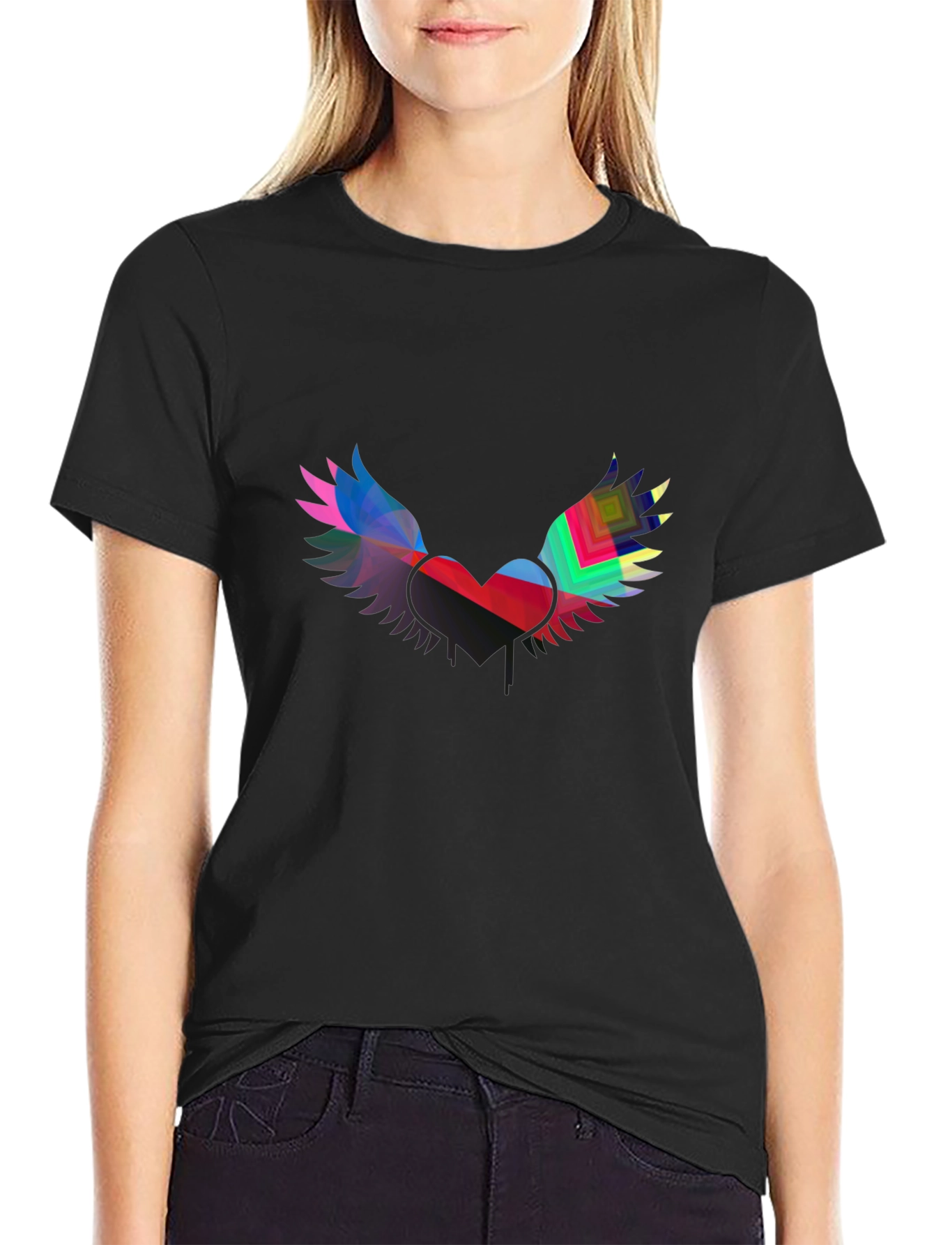 Winged Heart Graphic Black Tee