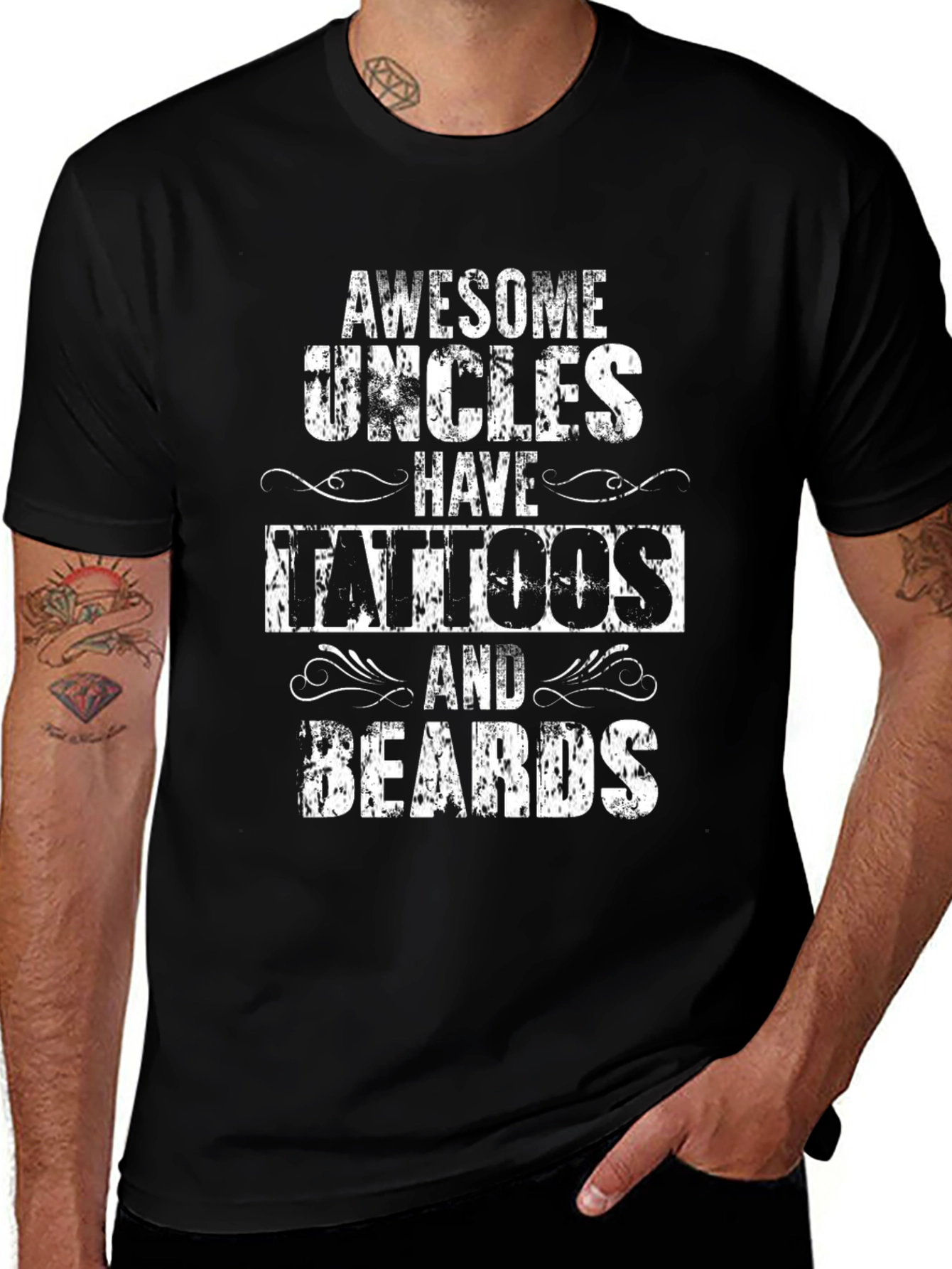 Awesome Uncles Tattoos & Beards Black T-Shirt