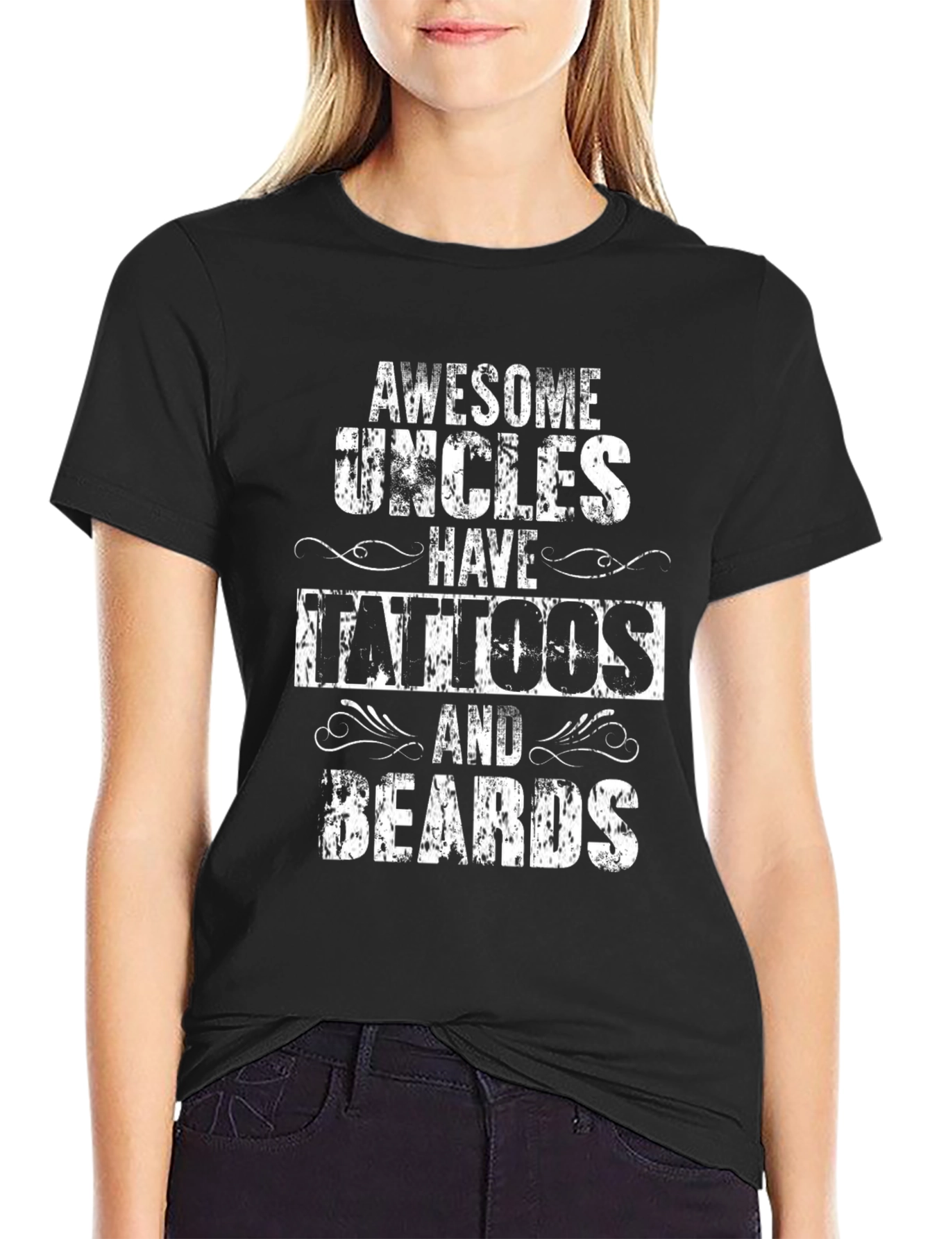 Awesome Uncles Tattoos & Beards Black T-Shirt