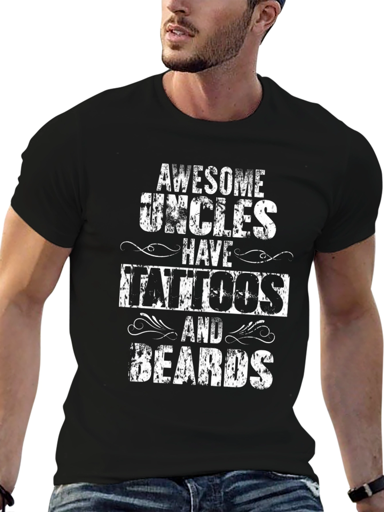 Awesome Uncles Tattoos & Beards Black T-Shirt