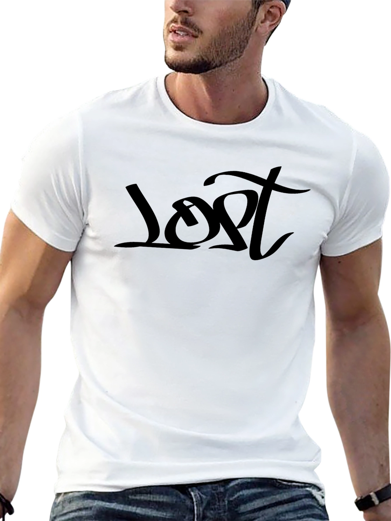 Lost Graphic Tee - Black Casual T-Shirt