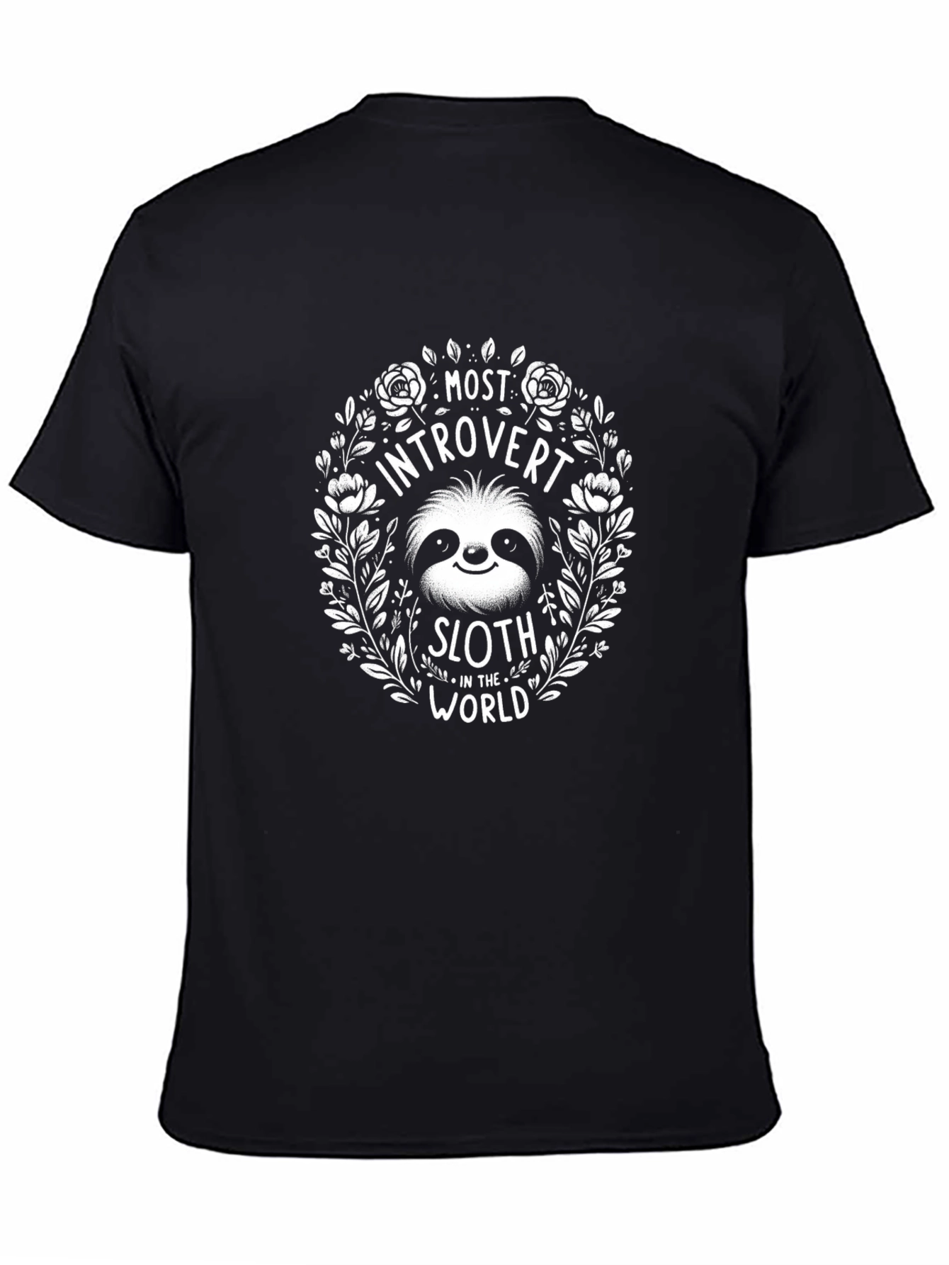 Introvert Sloth Graphic Tee - Unisex Black T-Shirt