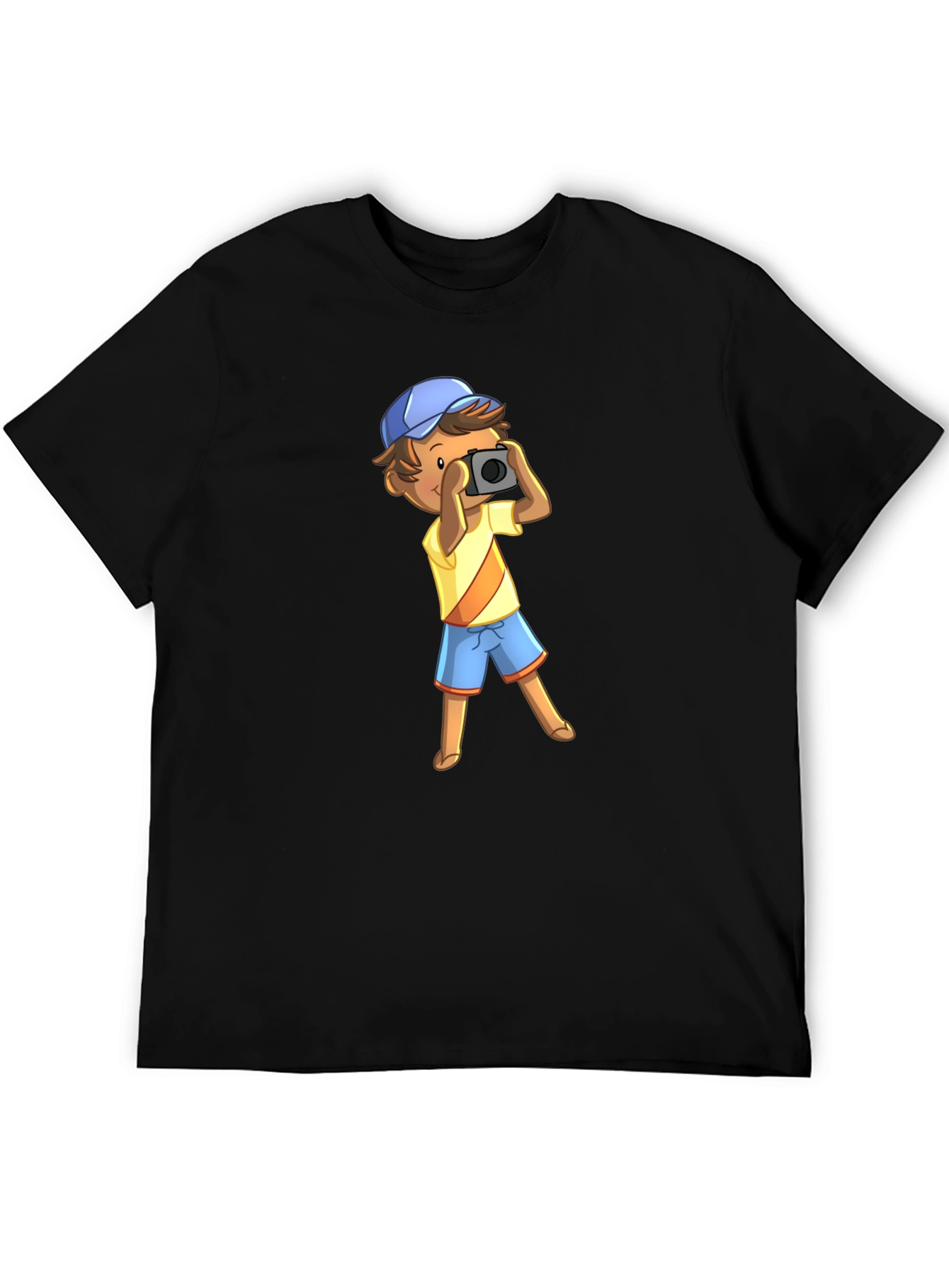 Cartoon Photographer Graphic T-Shirt - Black