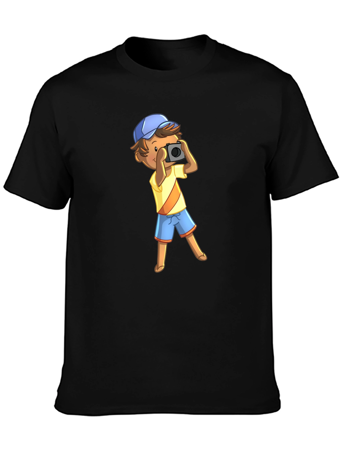 Cartoon Photographer Graphic T-Shirt - Black