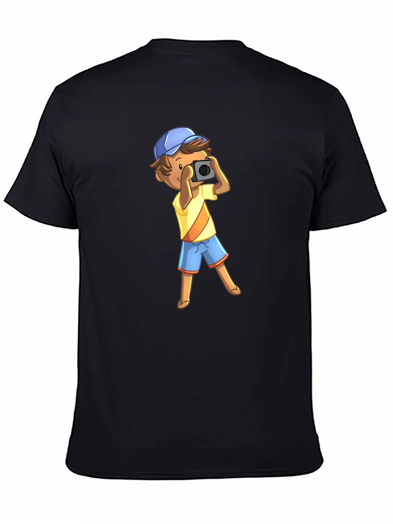 Cartoon Photographer Graphic T-Shirt - Black