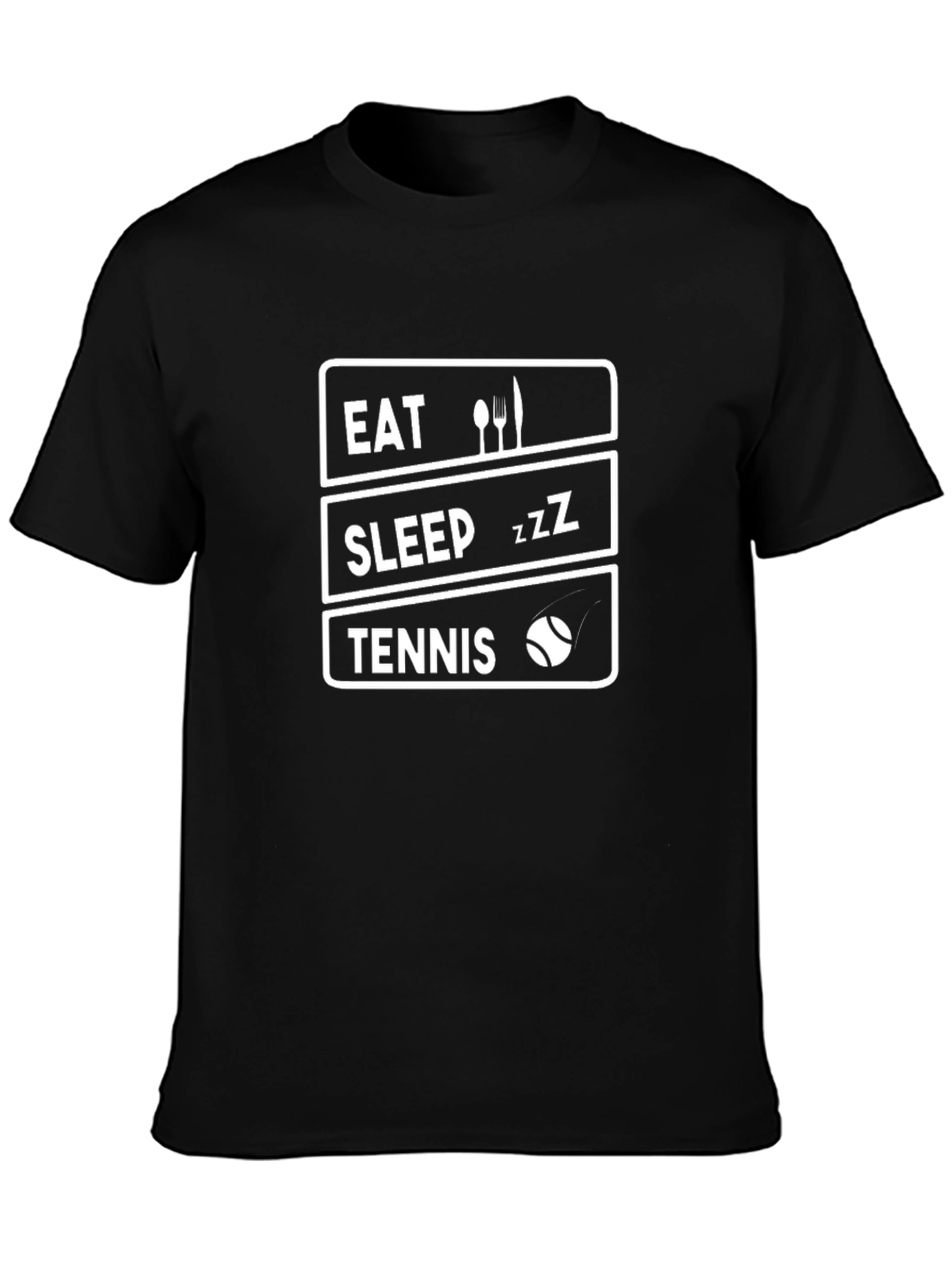 Eat Sleep Tennis Black Graphic Tee