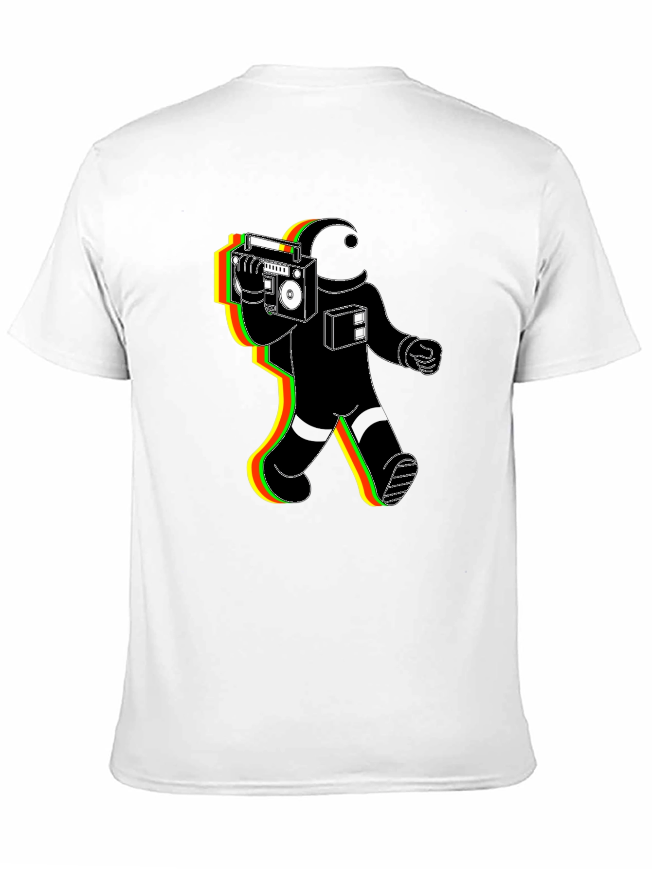 Retro Astronaut Graphic Tee - Black Cotton Blend