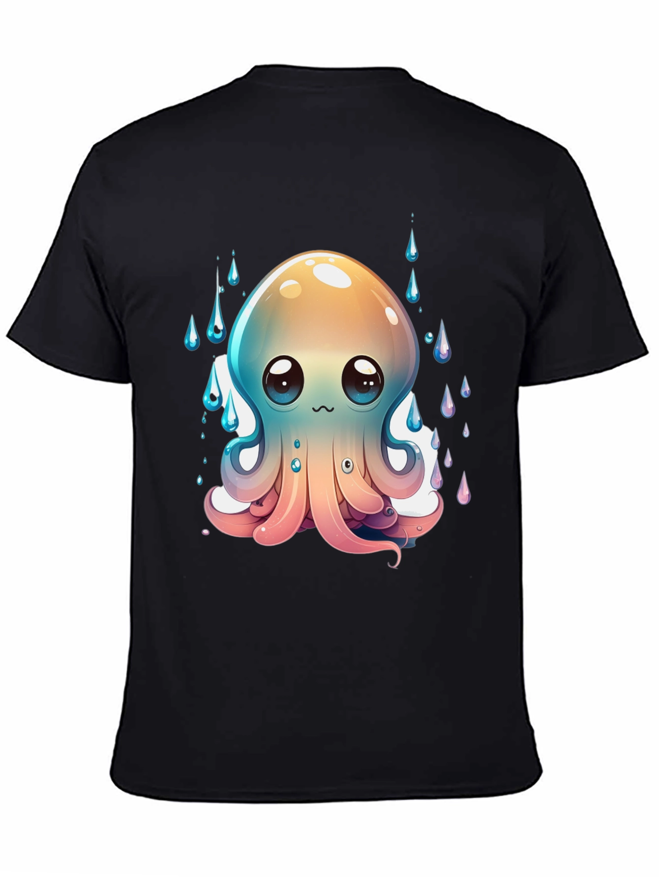 Cute Octopus Graphic Tee - Black