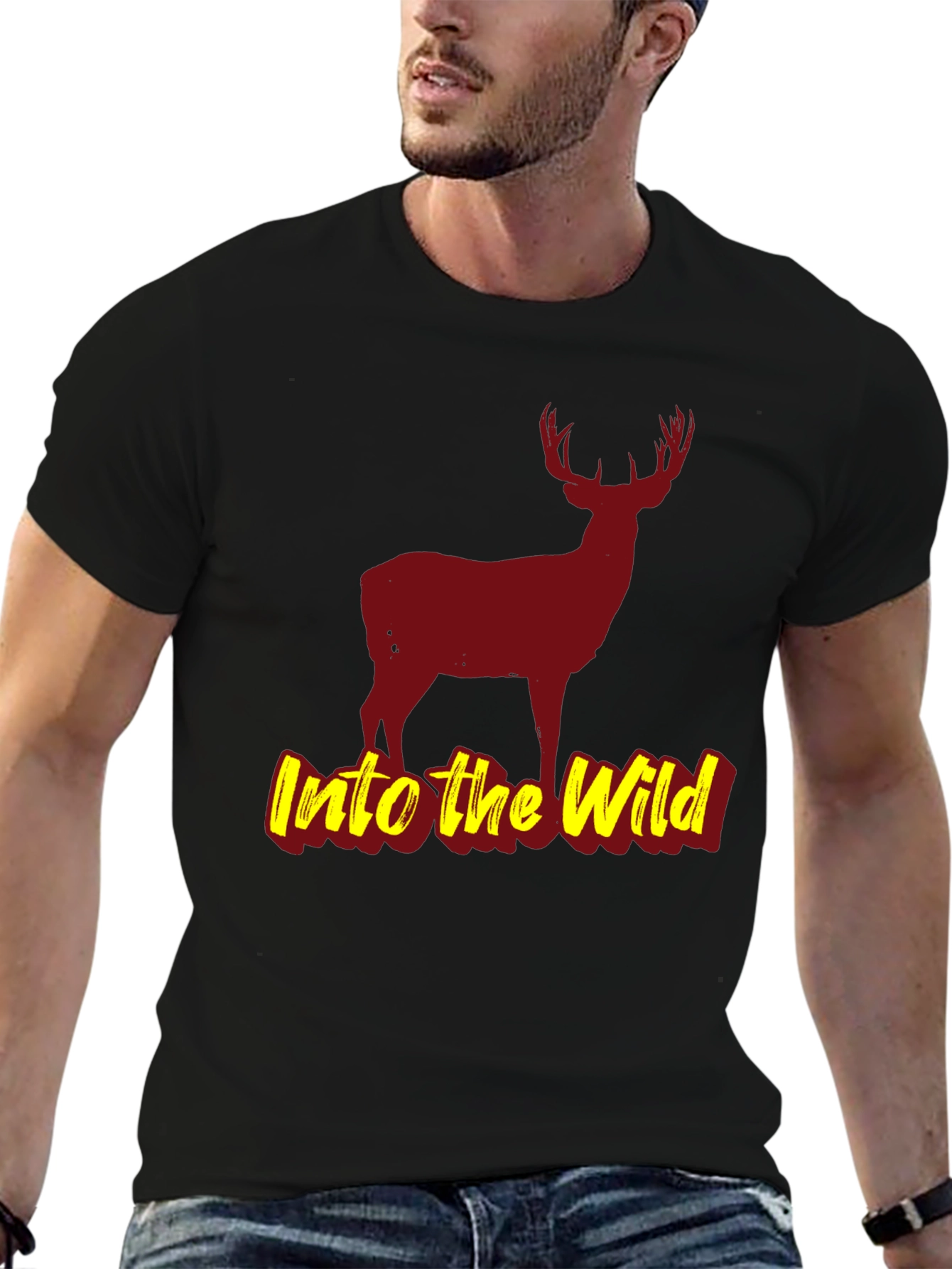 Into the Wild Black Deer Graphic T-Shirt