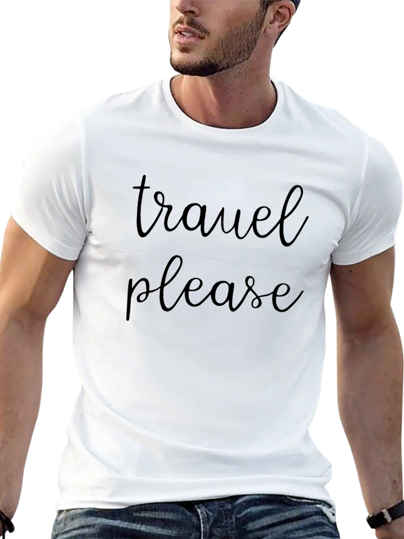 Travel Please Black Graphic T-Shirt
