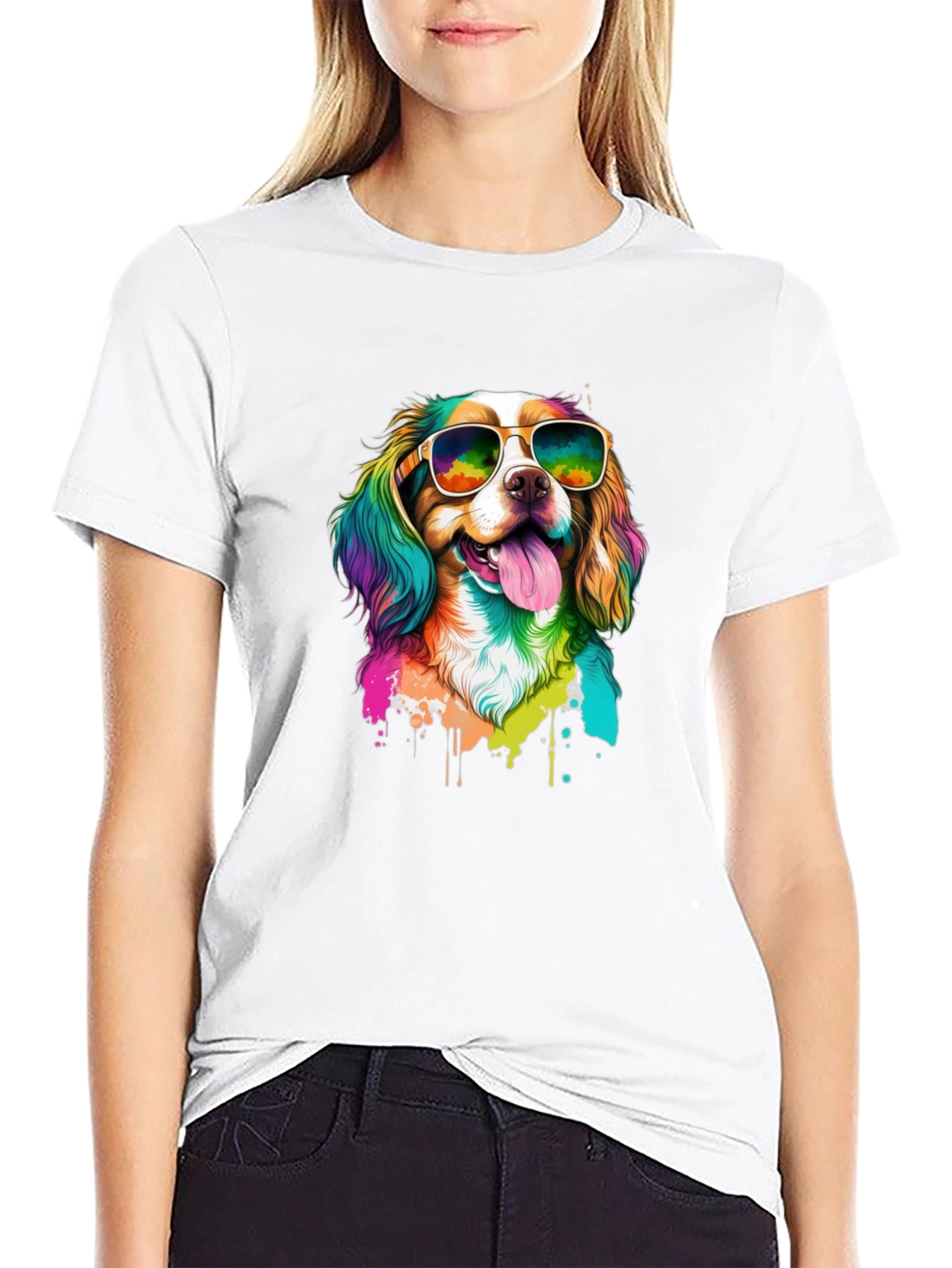 Cool Dog in Sunglasses Black T-Shirt