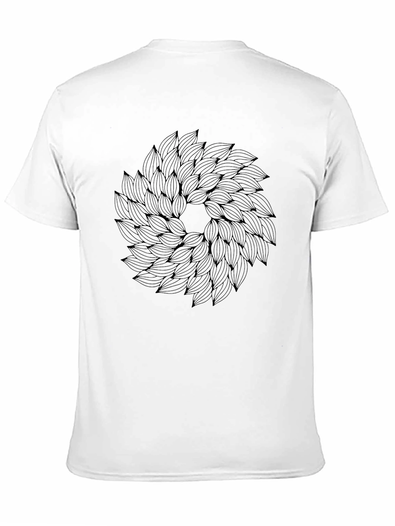 Abstract Leaf Mandala Print Black T-Shirt