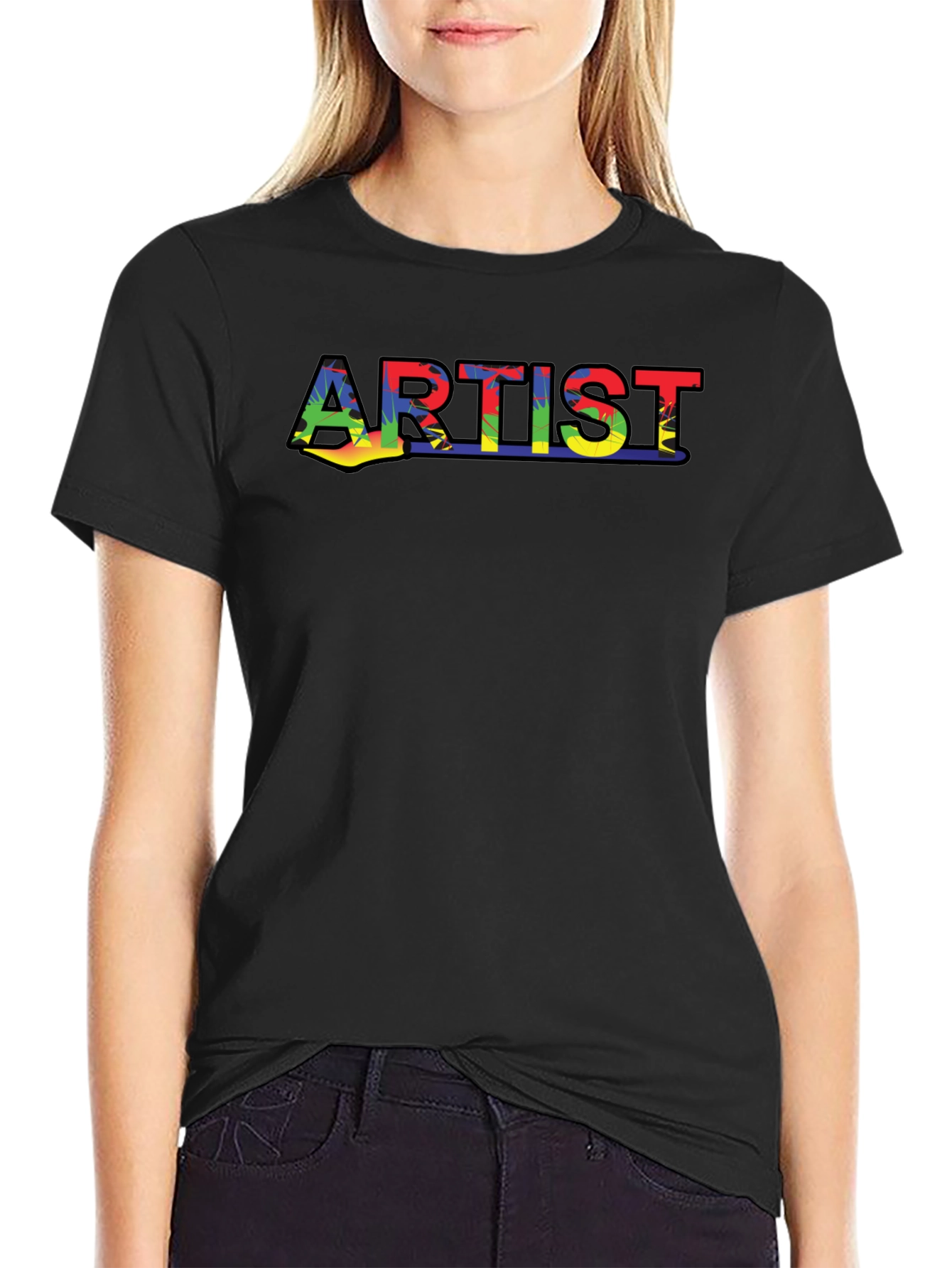 Artist Rainbow Print Black T-Shirt