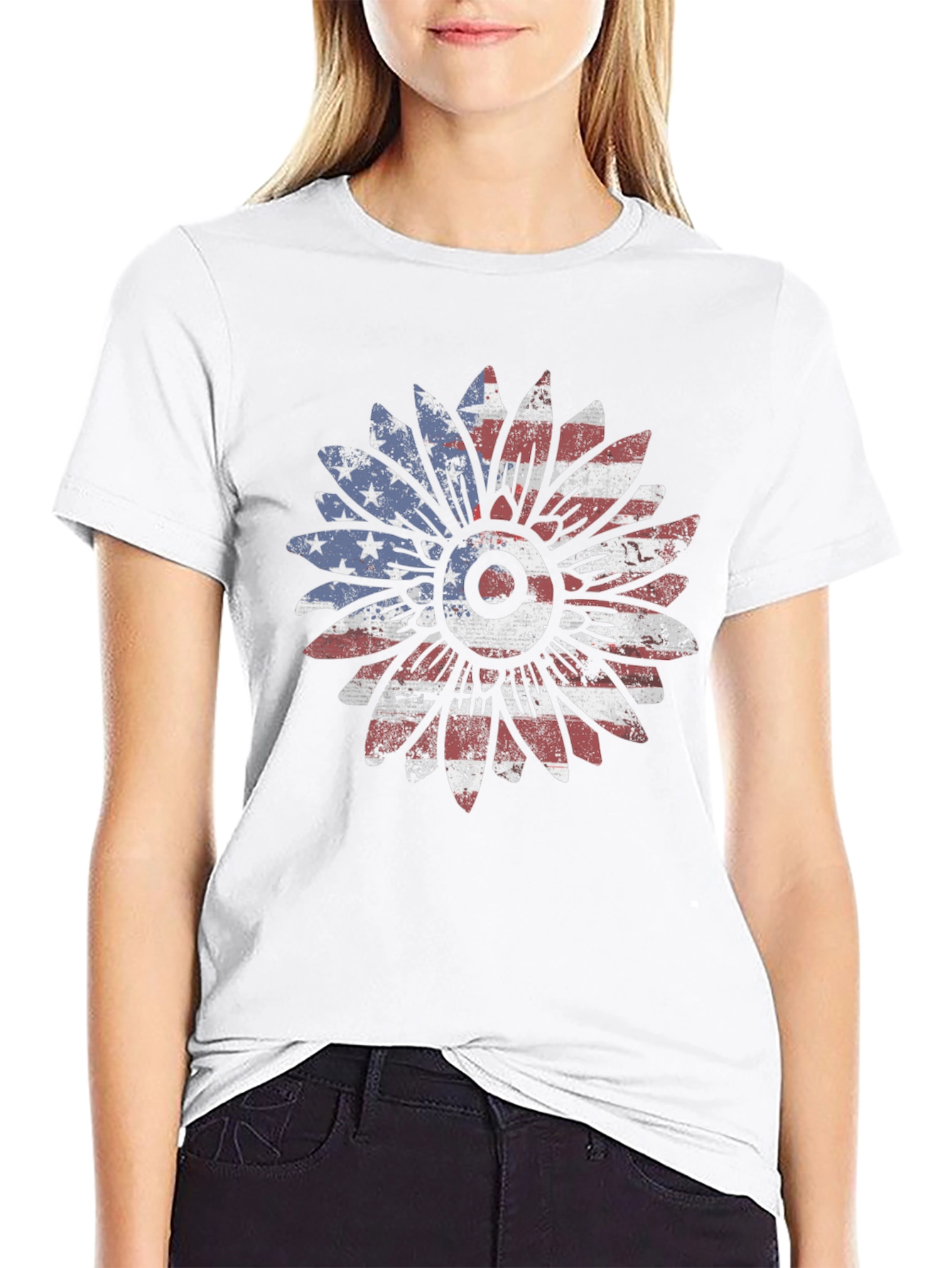 American Flag Sunflower Graphic Tee