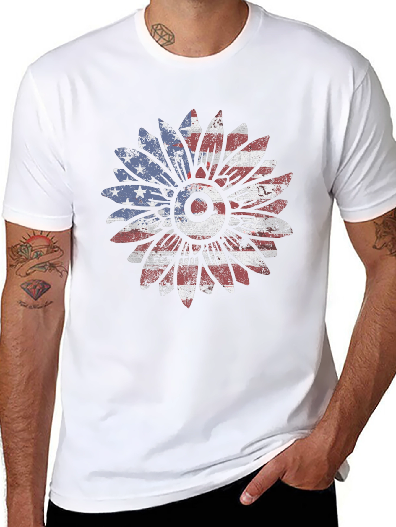 American Flag Sunflower Graphic Tee