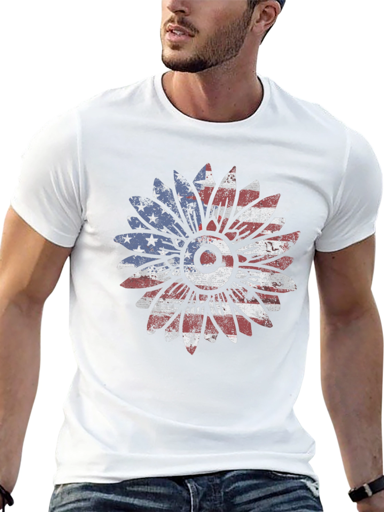 American Flag Sunflower Graphic Tee