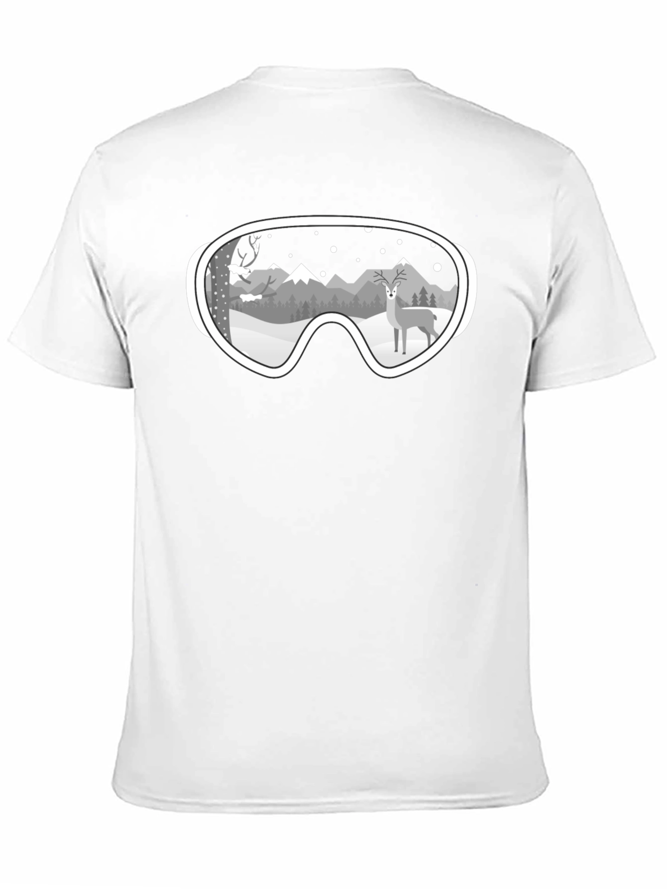 Winter Goggles Graphic Tee - Mountain & Deer Scene