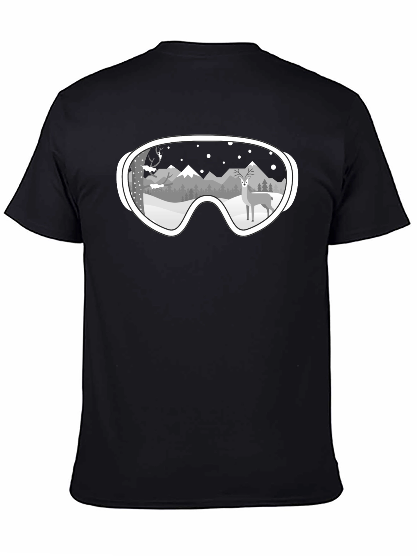 Winter Goggles Graphic Tee - Mountain & Deer Scene