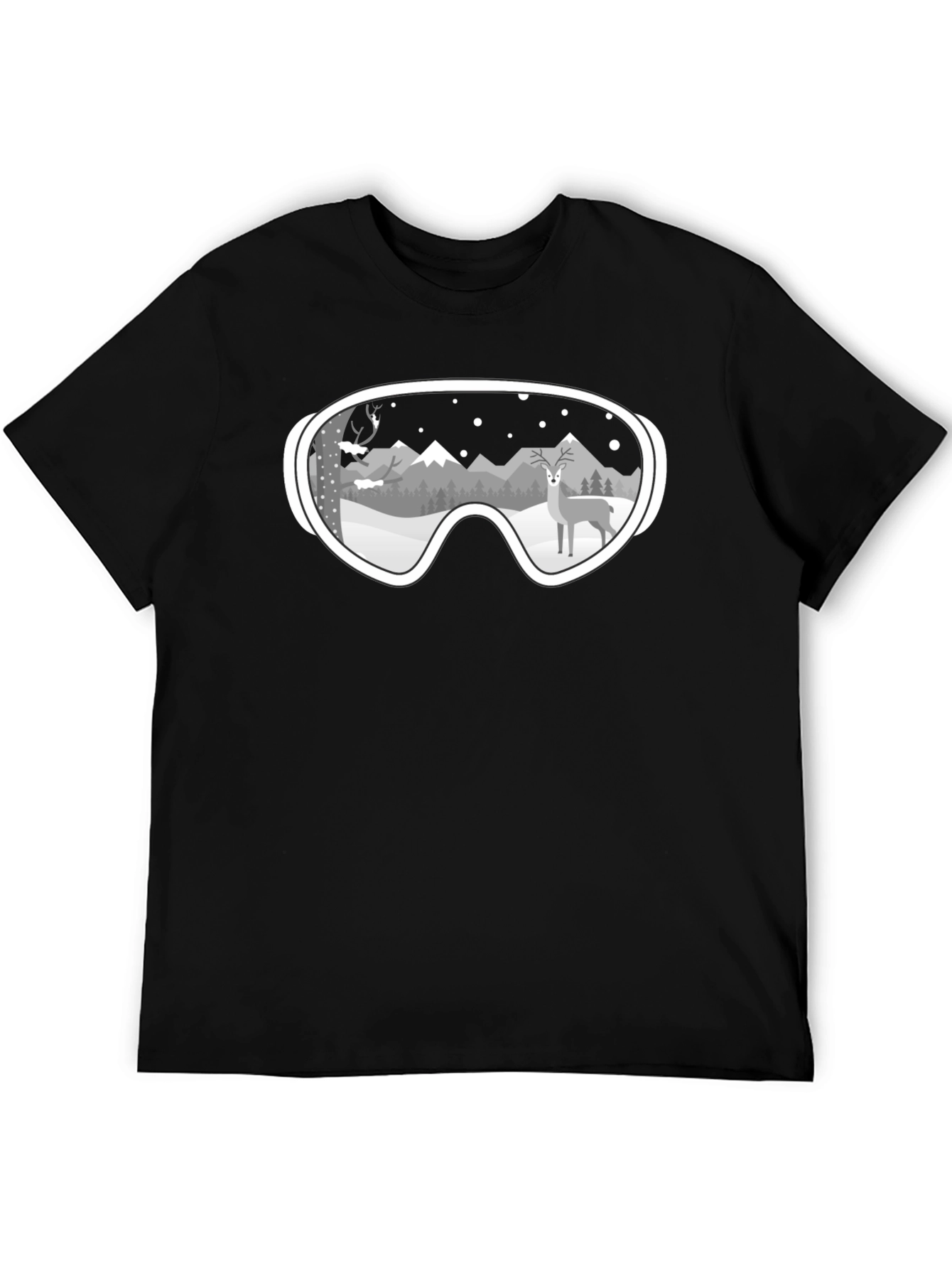 Winter Goggles Graphic Tee - Mountain & Deer Scene