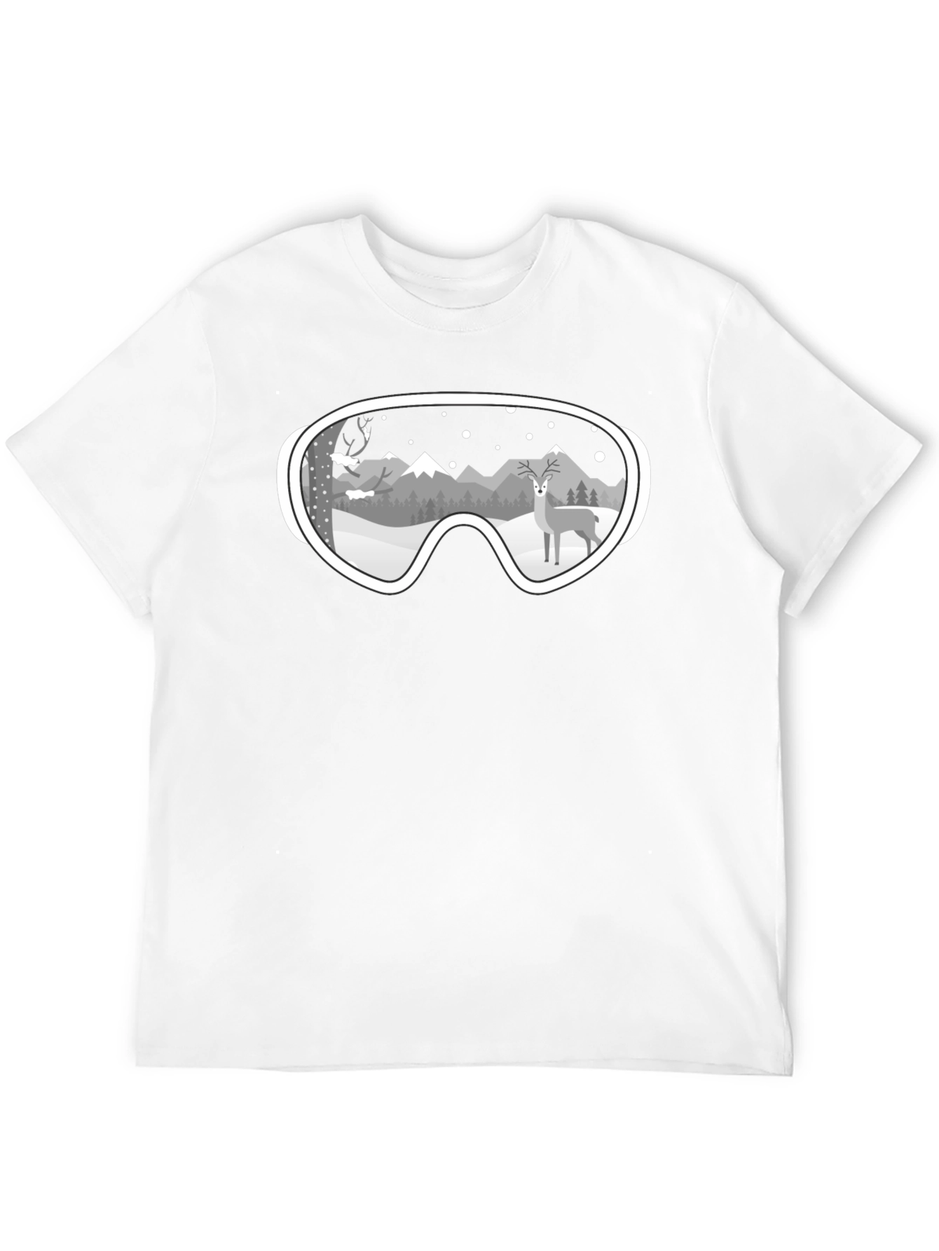 Winter Goggles Graphic Tee - Mountain & Deer Scene