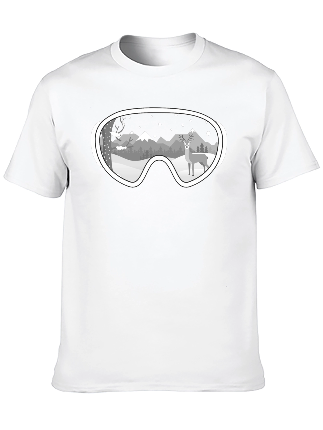 Winter Goggles Graphic Tee - Mountain & Deer Scene
