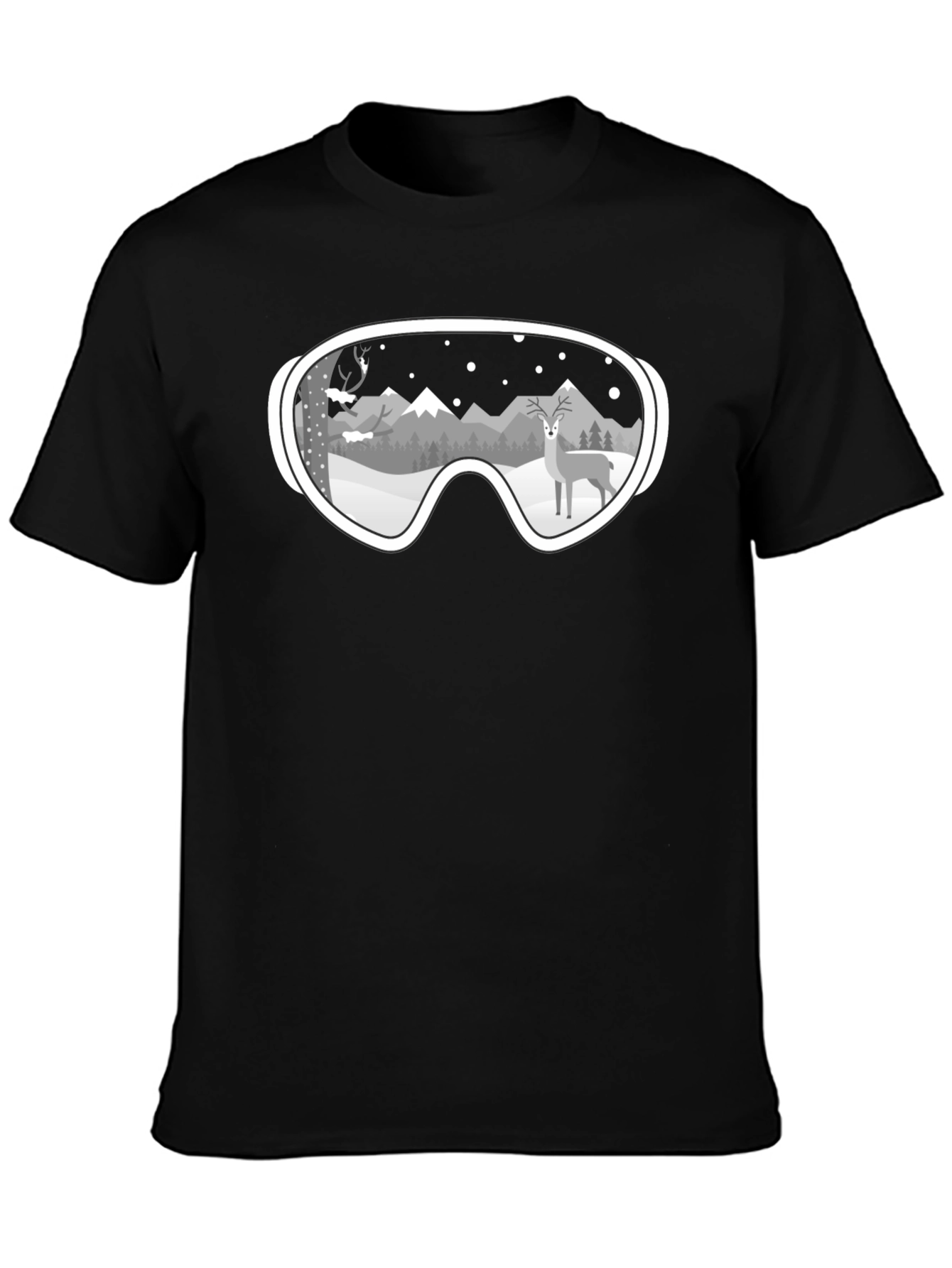 Winter Goggles Graphic Tee - Mountain & Deer Scene
