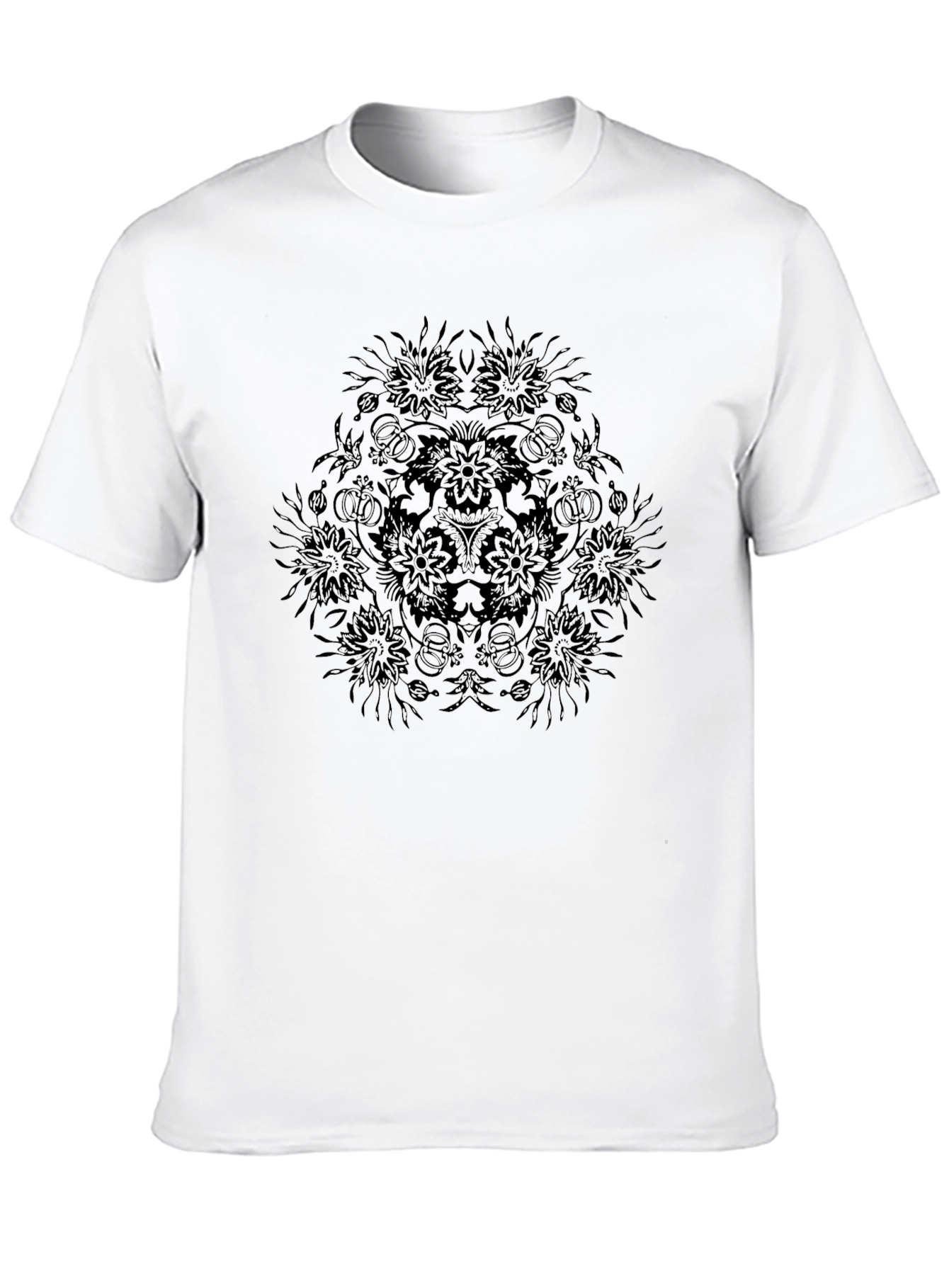 Mens Black Mandala Graphic Tee - Unique Design