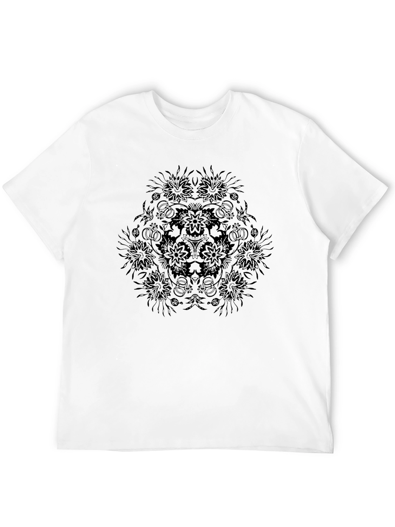 Mens Black Mandala Graphic Tee - Unique Design