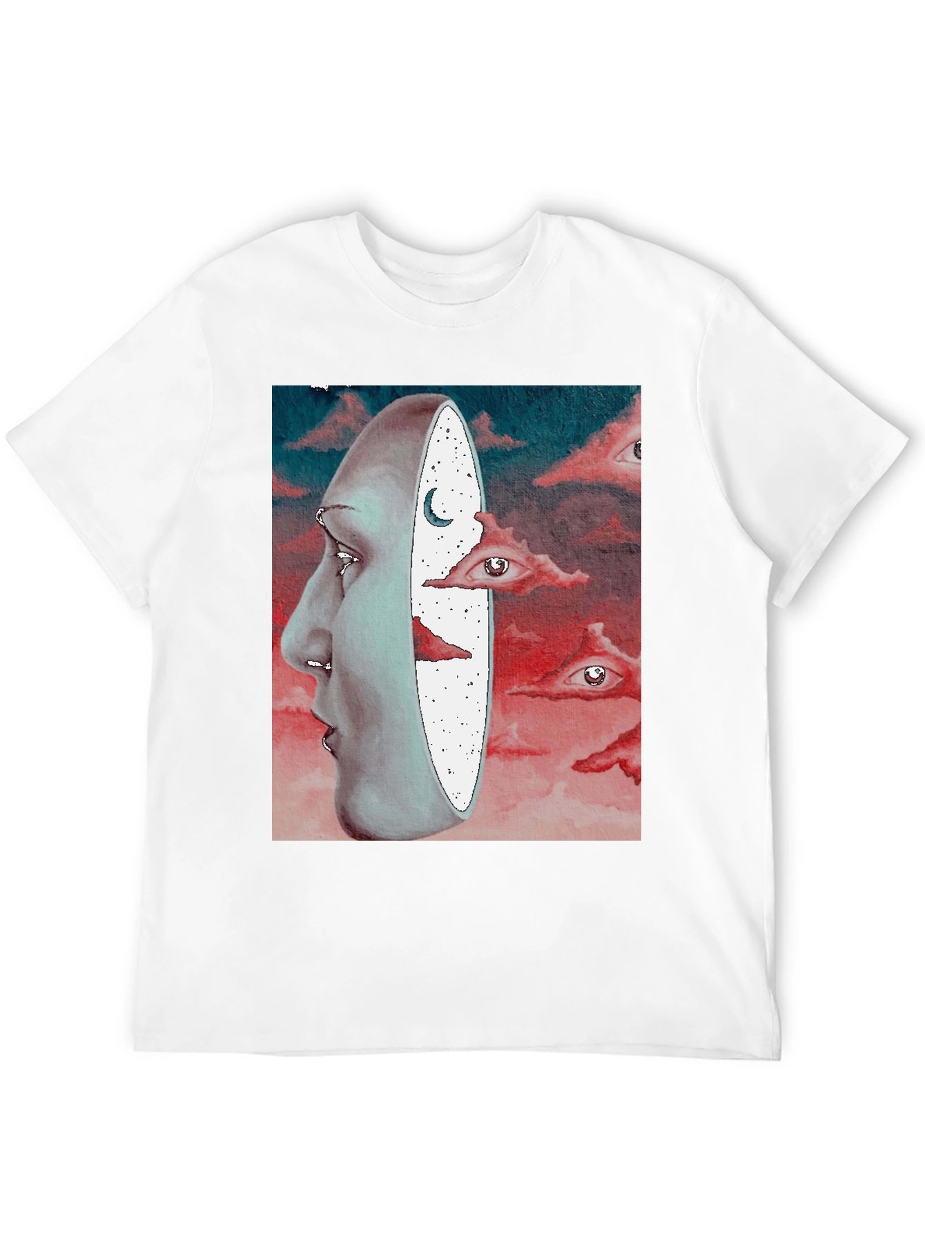 Surreal Face and Dreamscape Black Graphic Tee