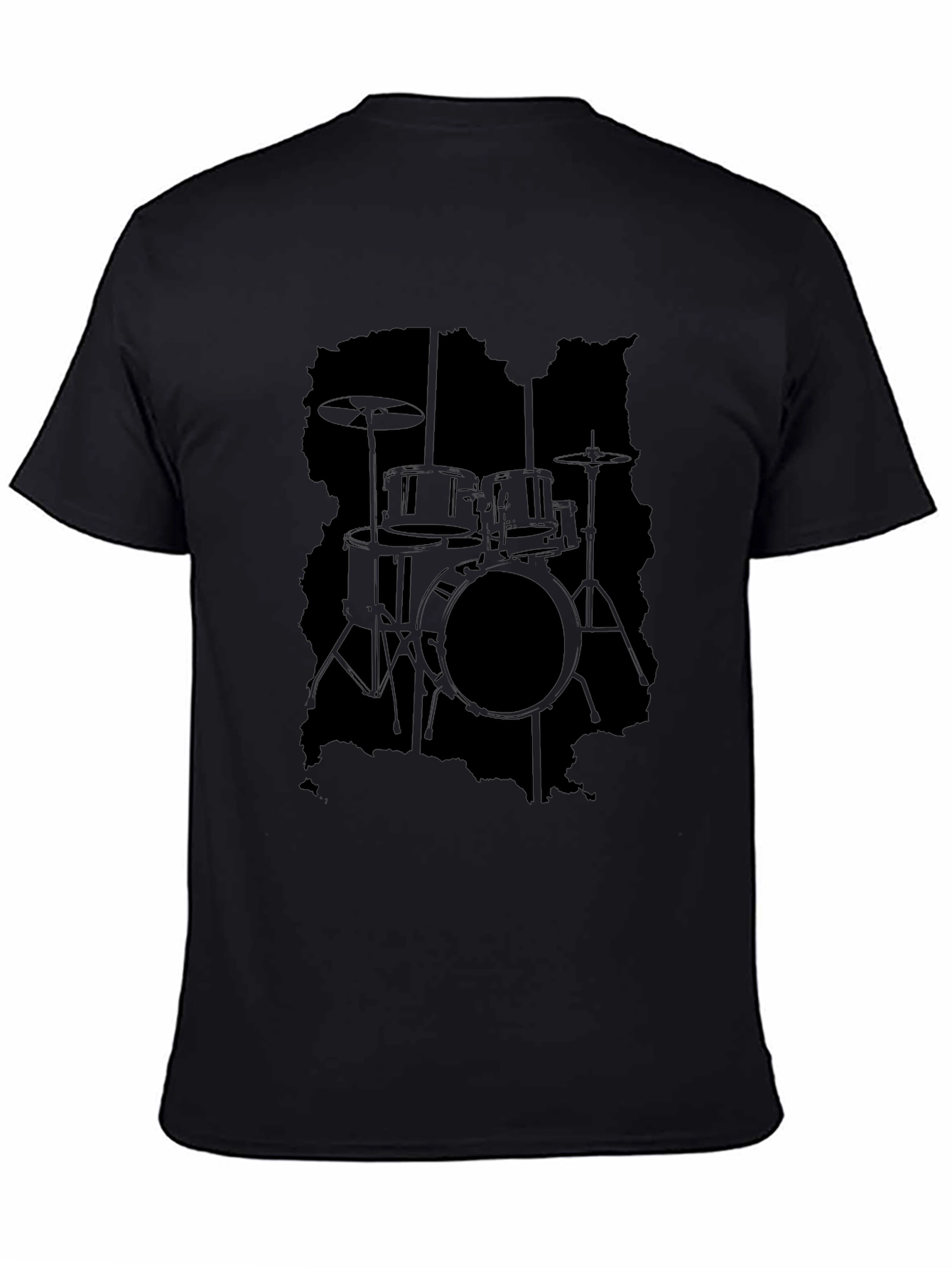 Black Drum Set Graphic T-Shirt